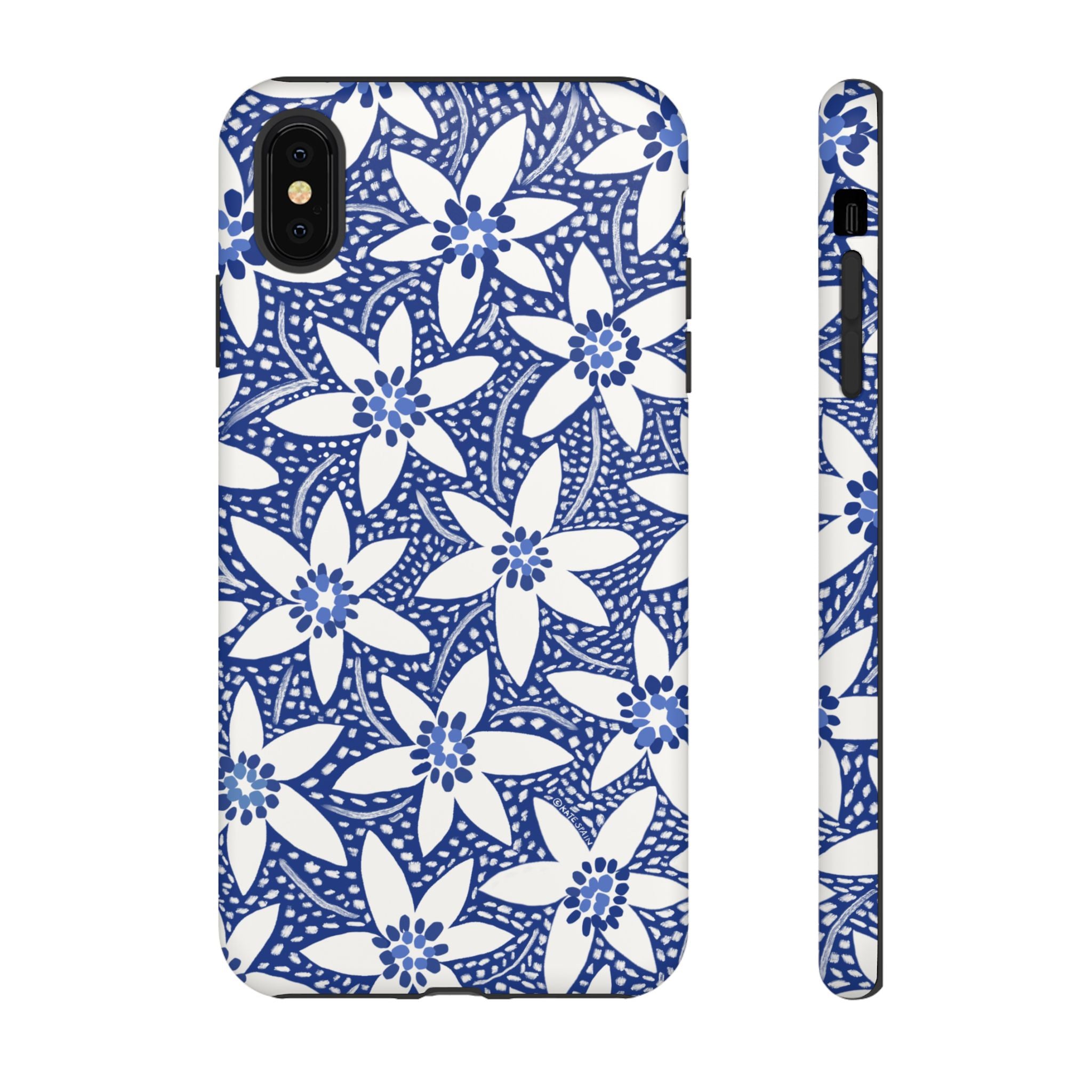 Starflower iPhone XS MAX Case – Matte | navy, white geometric starflower print