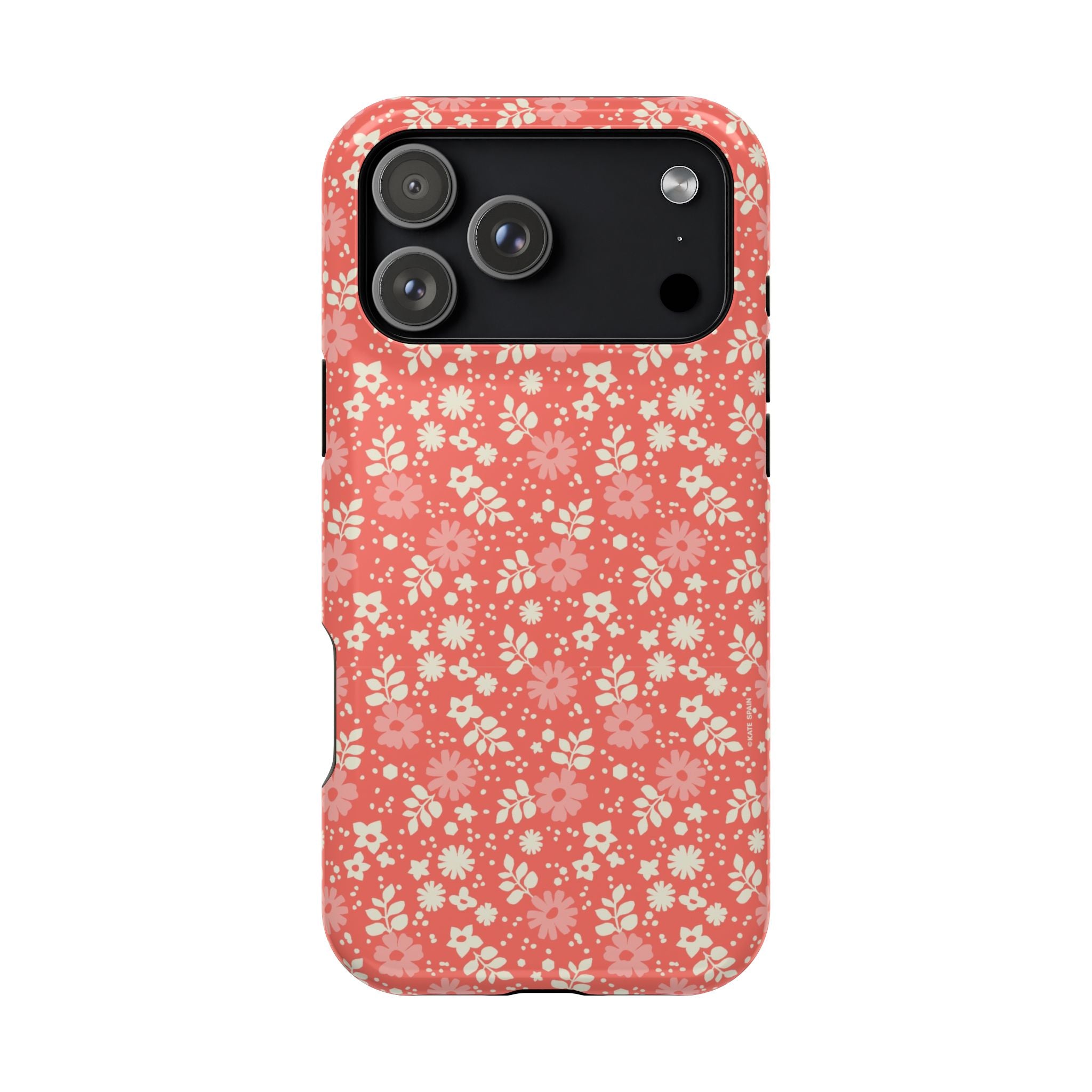 Petaline MagSafe iPhone 17 Pro Max Case – Glossy | coral, cream, blush dainty ditsy daisy floral print