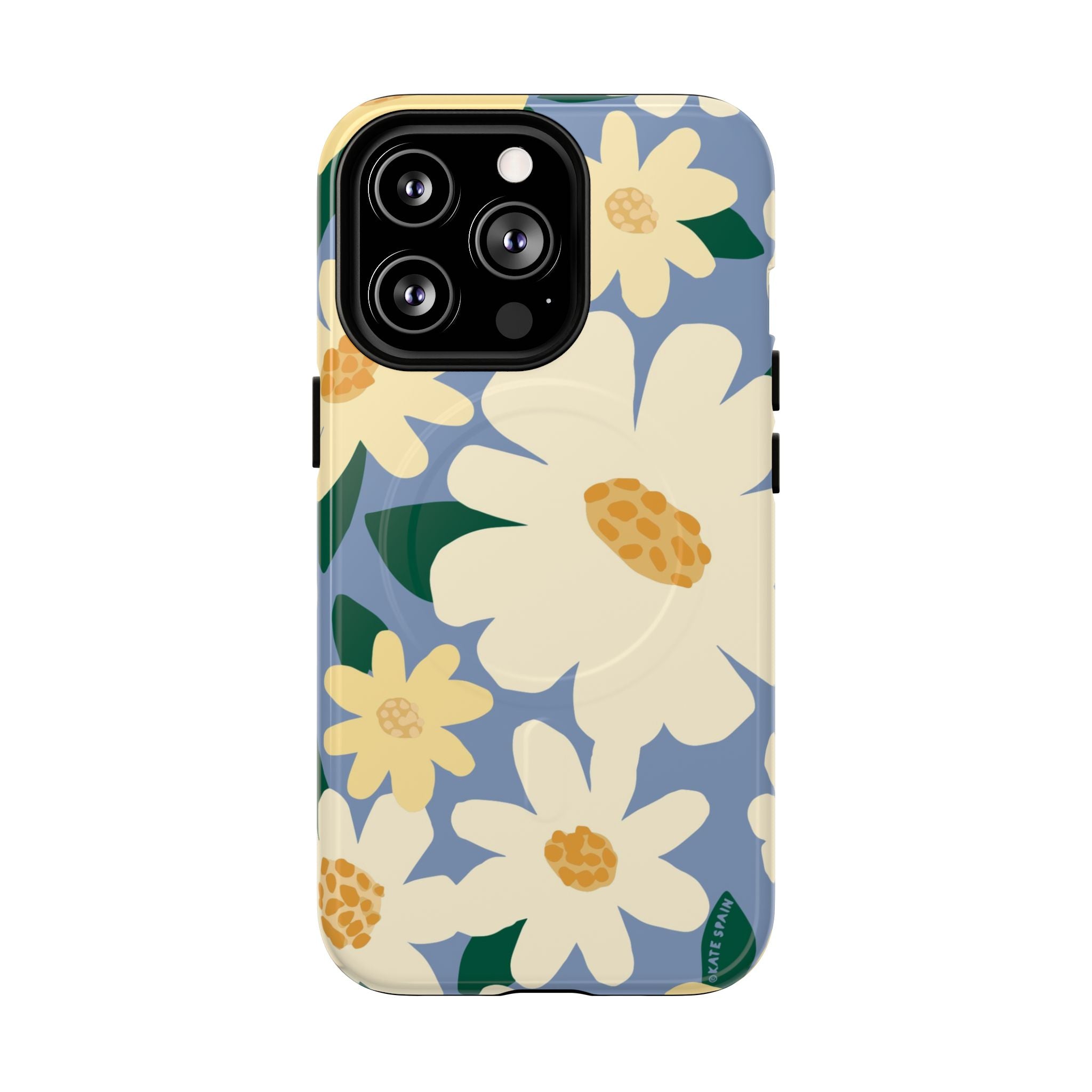 Chamomile MagSafe iPhone 13 Pro Case – Glossy | periwinkle, cream, yellow botanical daisy floral print