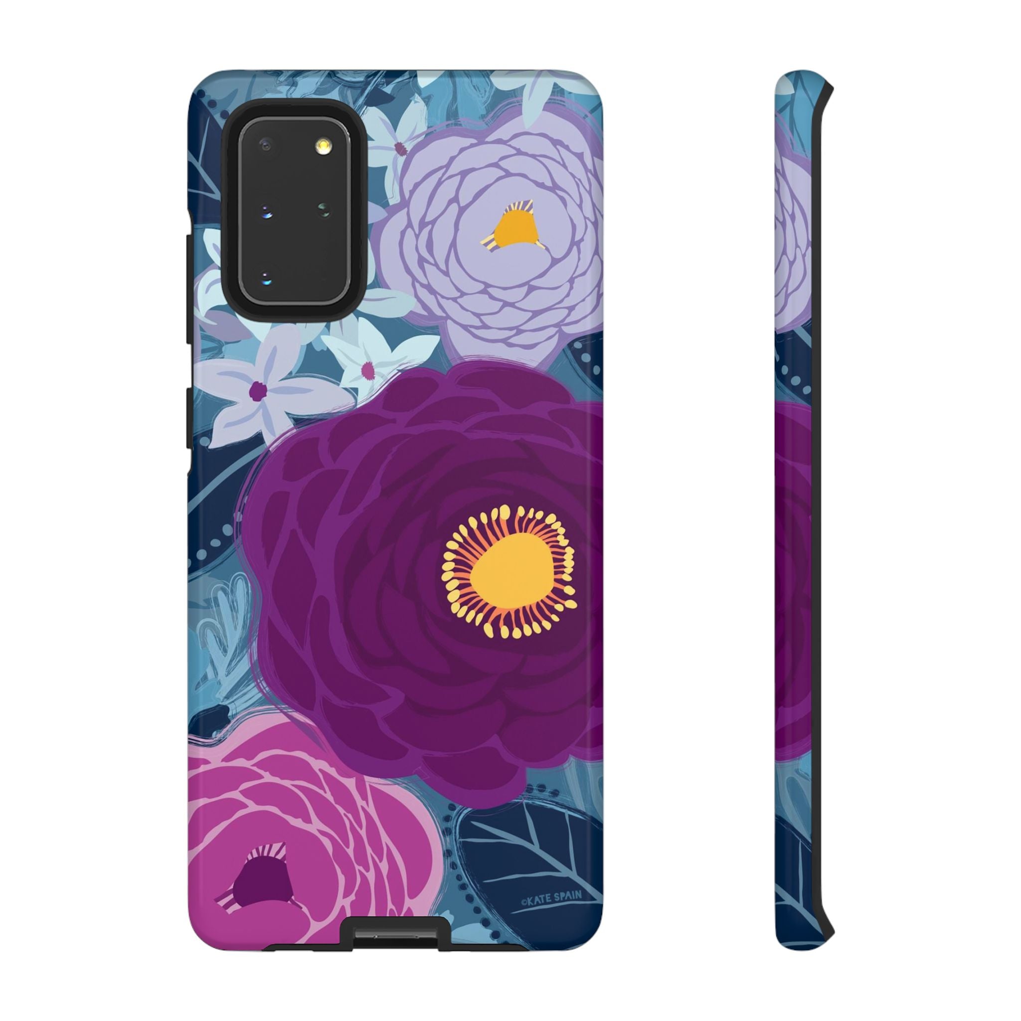 Bloomerie Samsung Tough Case Samsung Galaxy S20+ Case – Glossy | navy, purple, magenta botanical peony floral print