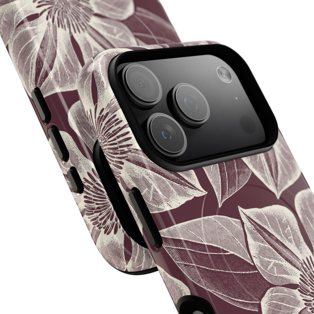 Vintage Bloom Burgundy iPhone MagSafe Case