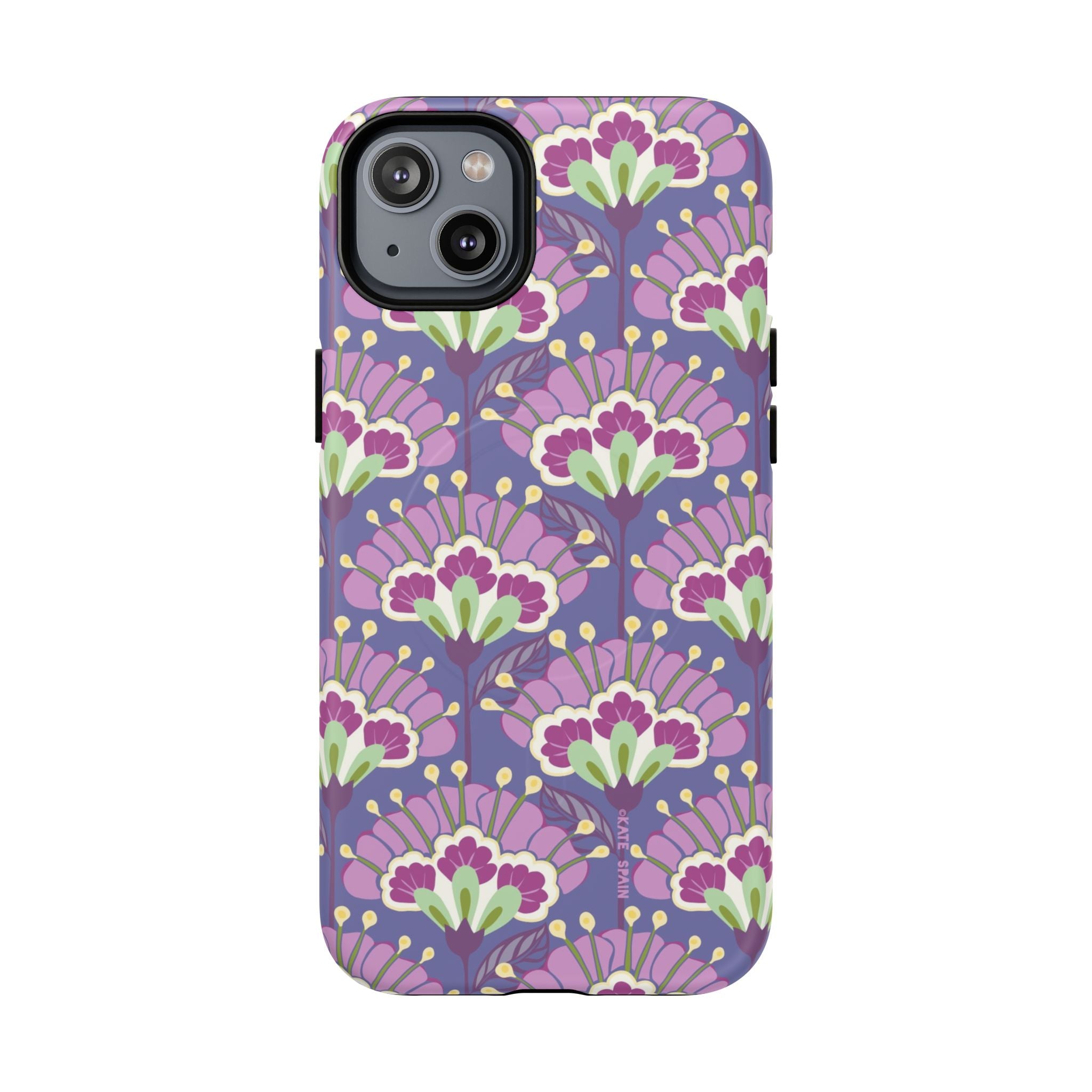 Lantern Flower MagSafe iPhone 14 Plus Case – Matte | periwinkle, purple, mauve, sage botanical lantern floral print