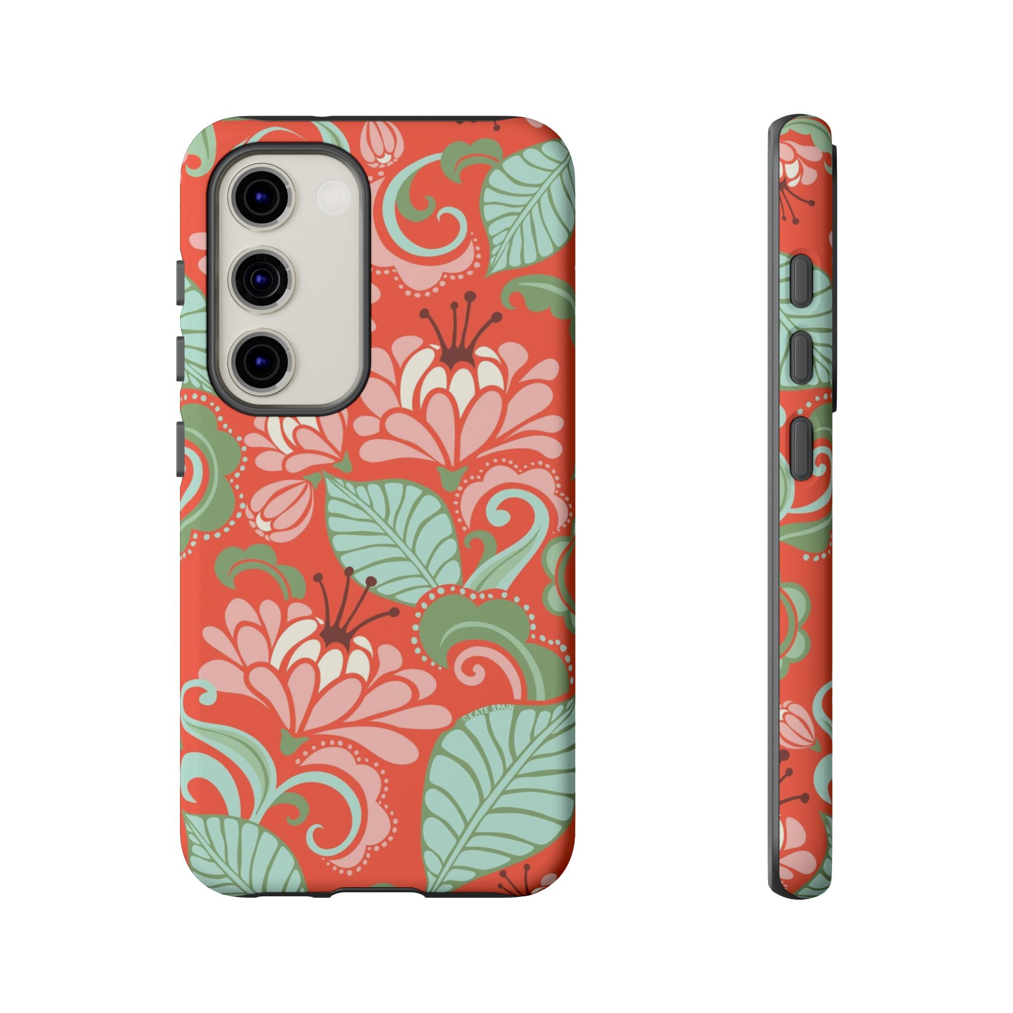 Designer Sarabande Samsung Galaxy S23 Case – Matte | coral, blush, mint tropical floral print