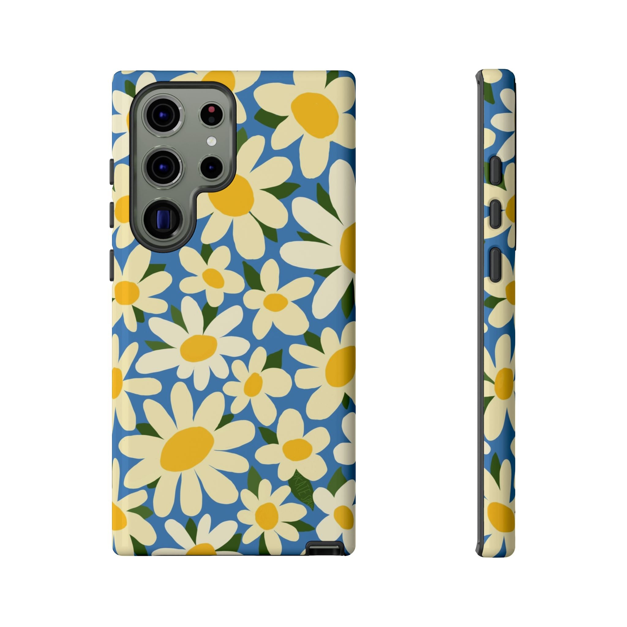 Luxury Shasta Samsung Galaxy S23 Ultra Case – Glossy | blue, yellow, white daisy floral print