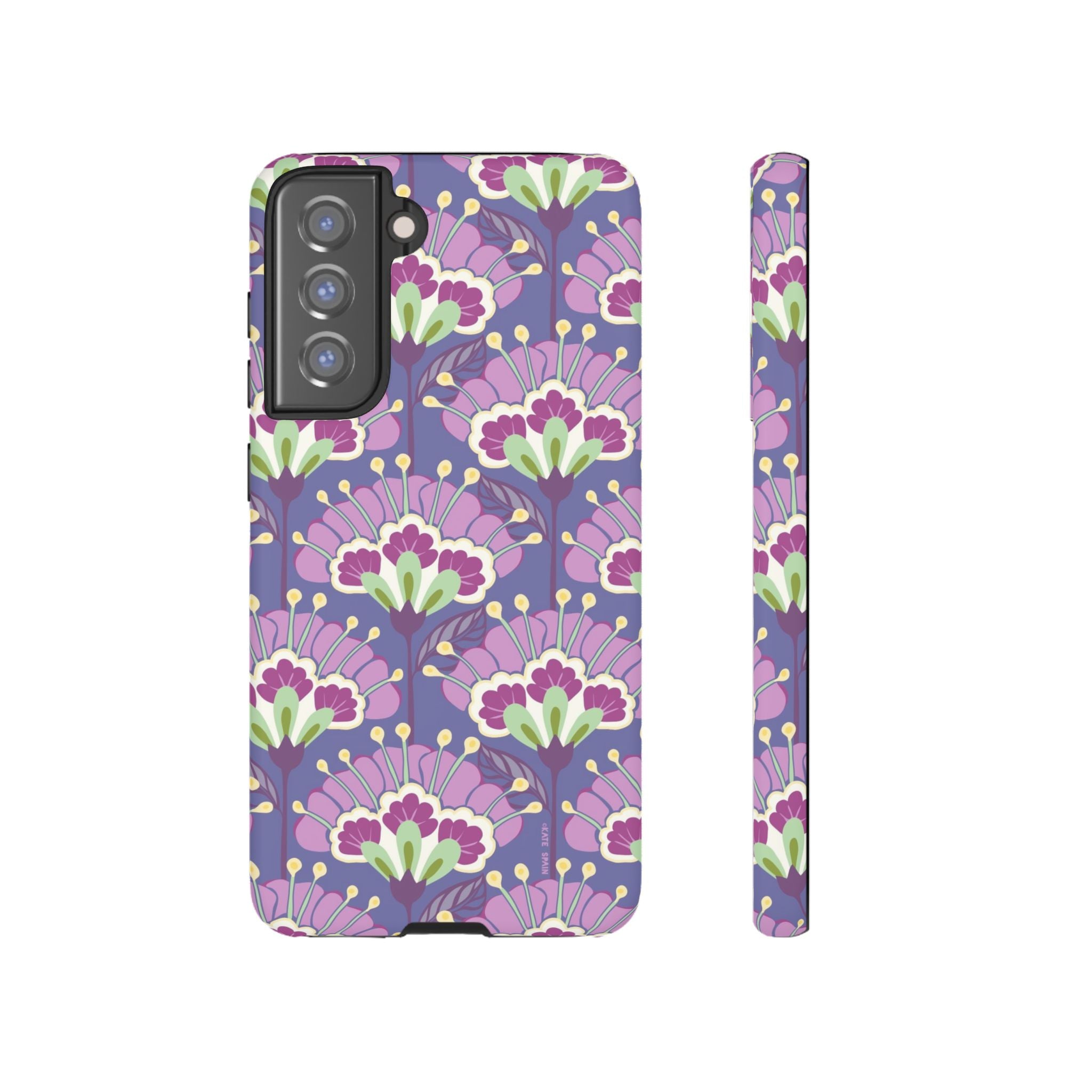 Luxury Lantern Flower Samsung Galaxy S21 FE Case – Matte | mauve, purple, lime green floral print