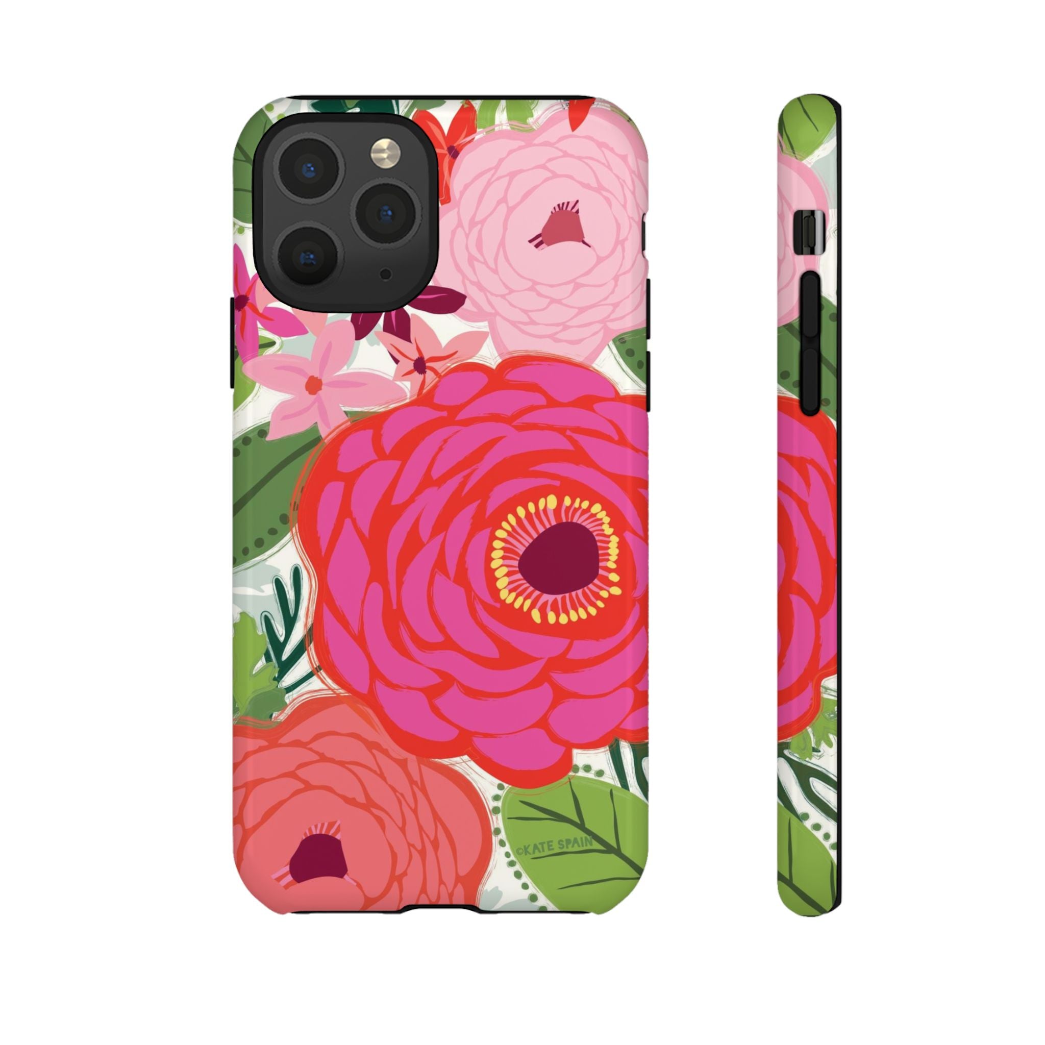 Bloomerie Tough iPhone 11 Pro Case – Glossy | cream, magenta, coral botanical peony floral print