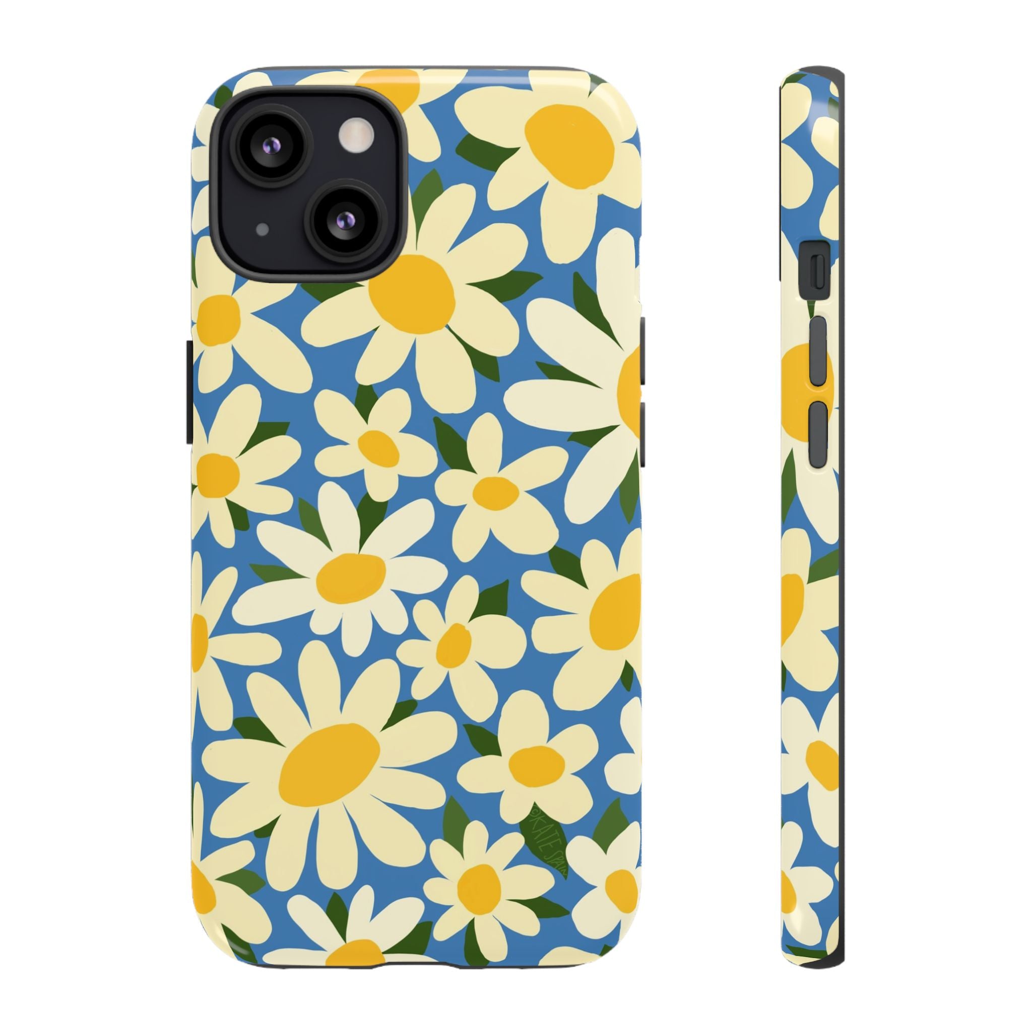 Shasta Daisy Tough iPhone 13 Case – Matte | blue, cream, yellow daisy floral print