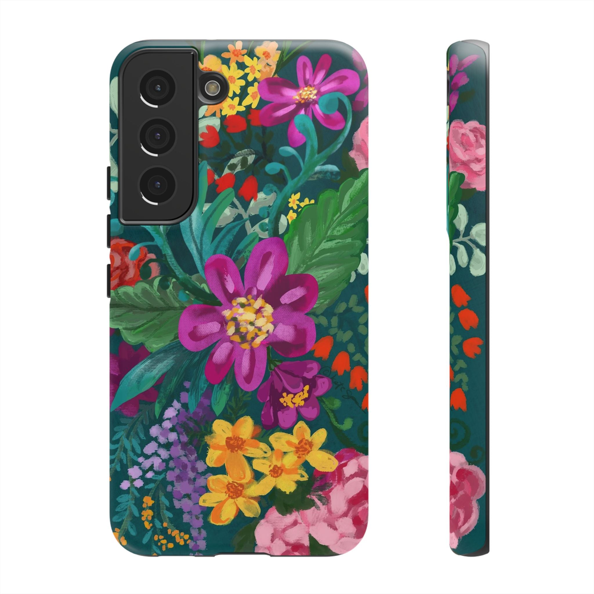 Tropical Posy Samsung Galaxy S22 Case – Matte | teal, magenta, yellow, pink vibrant botanical floral print