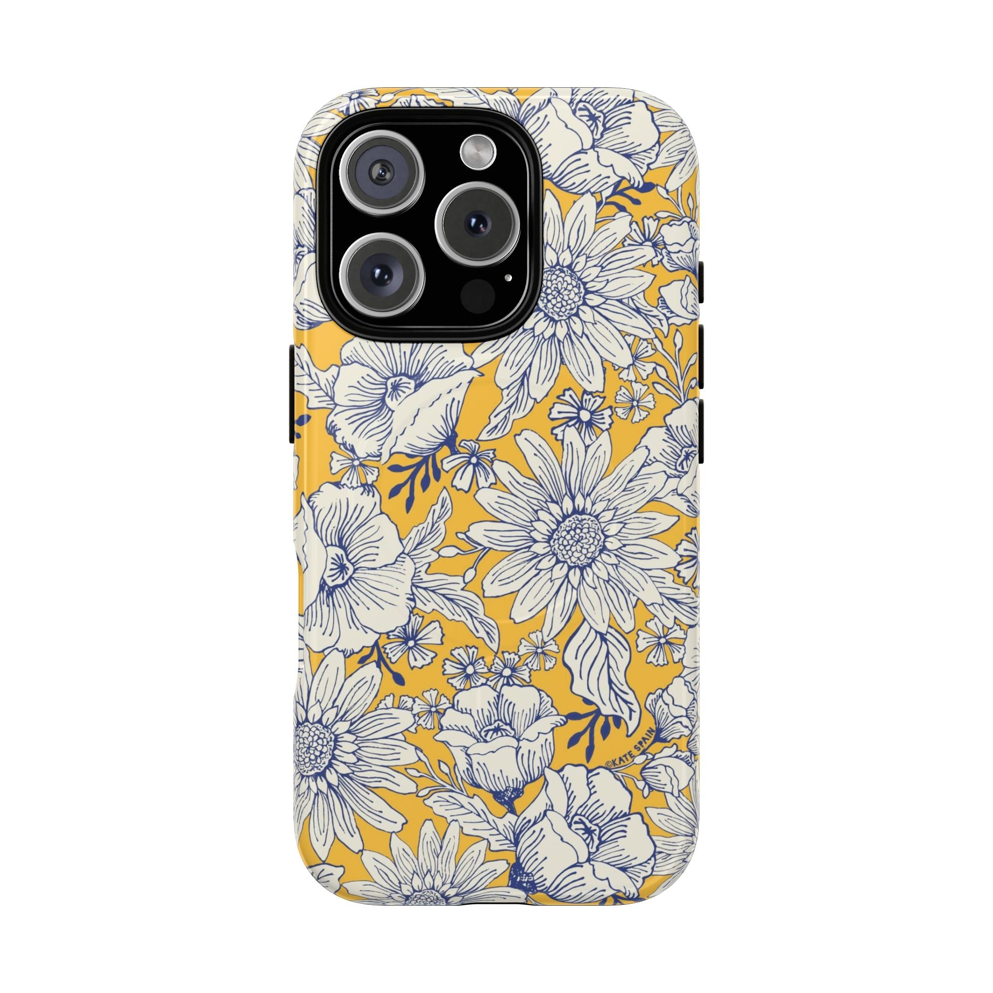 Jardin Yellow MagSafe iPhone 16 Pro Case – Glossy | yellow and cream botanical garden print
