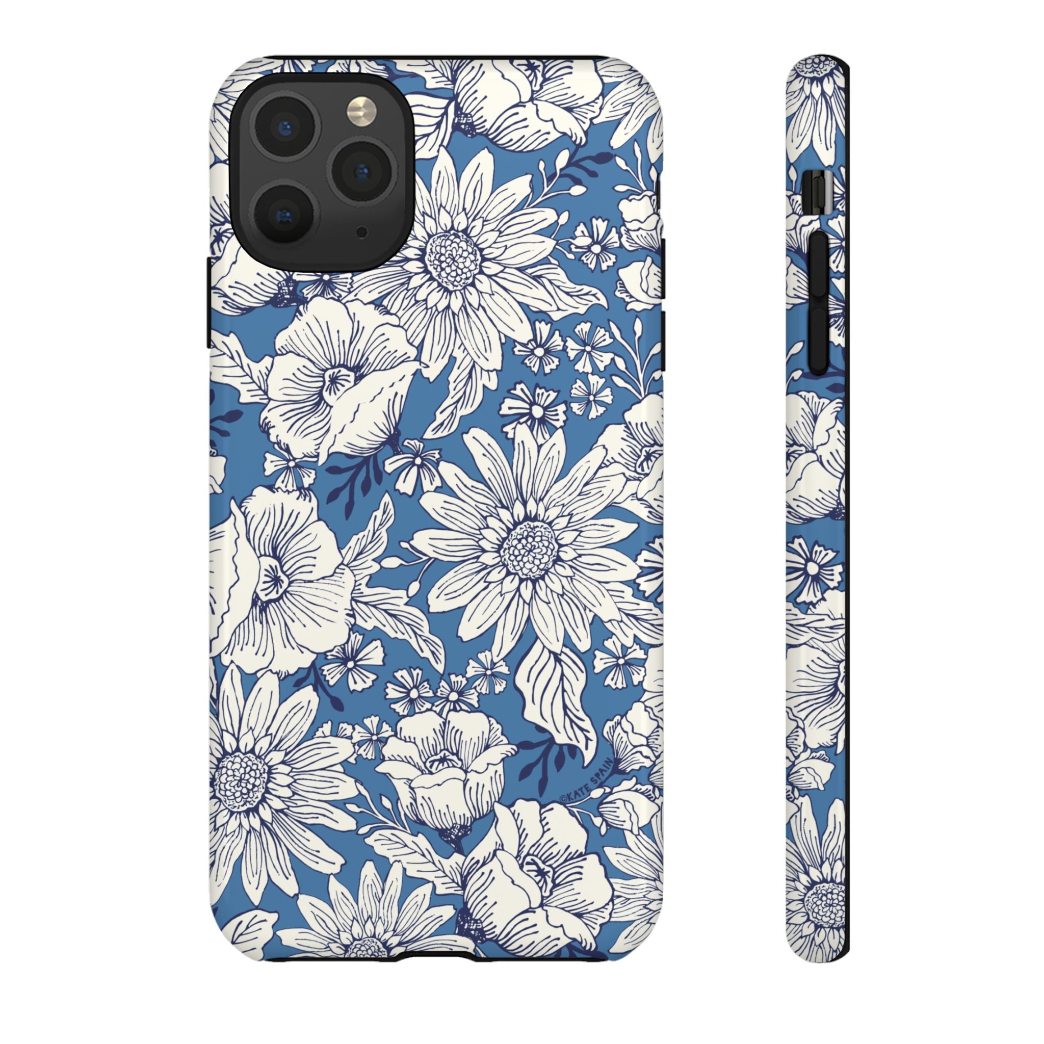 Jardin Tough iPhone 11 Pro Max Case – Glossy | blue and cream botanical garden print