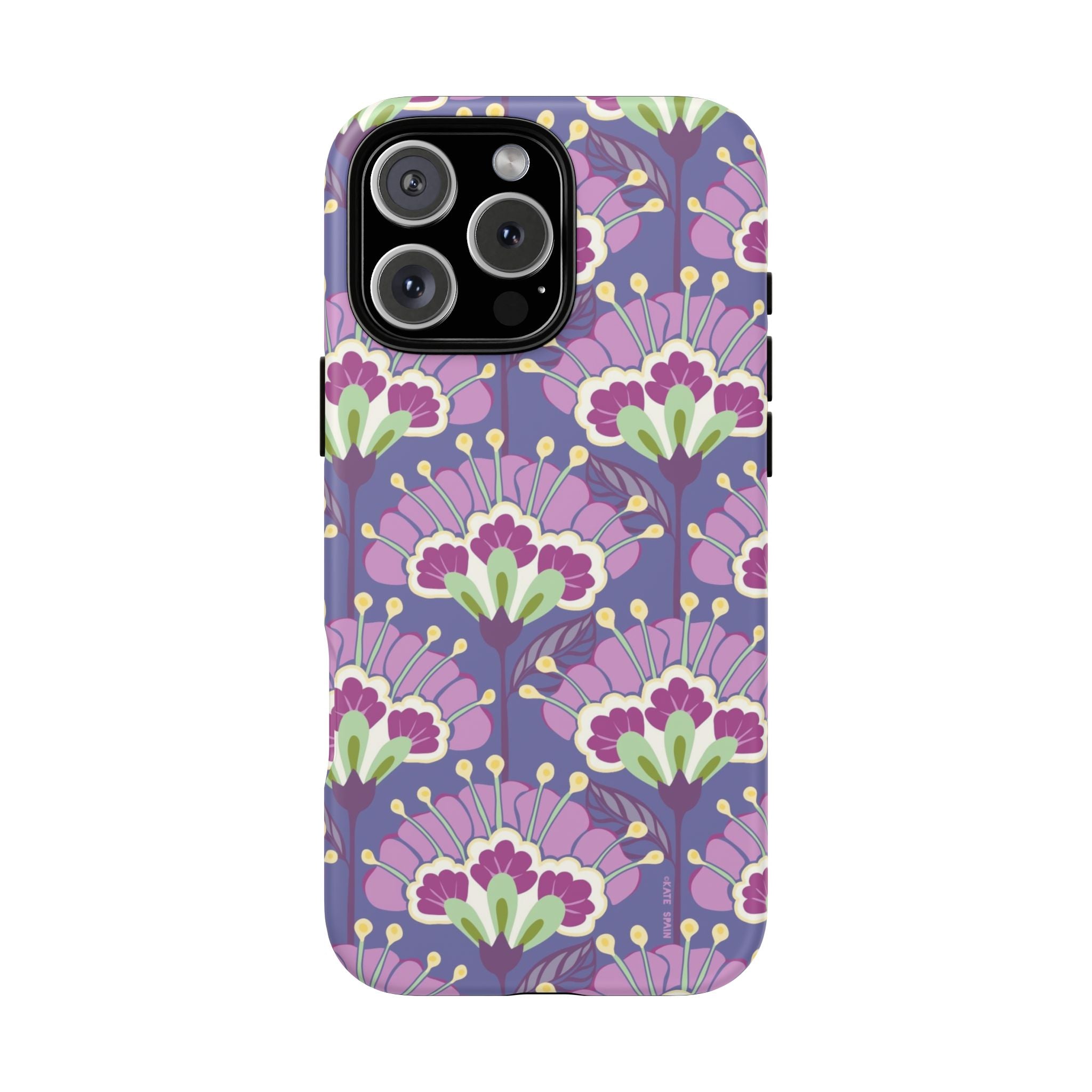 Lantern Flower Tough iPhone 16 Pro Max Case – Glossy | periwinkle, purple, mauve, sage botanical lantern floral print