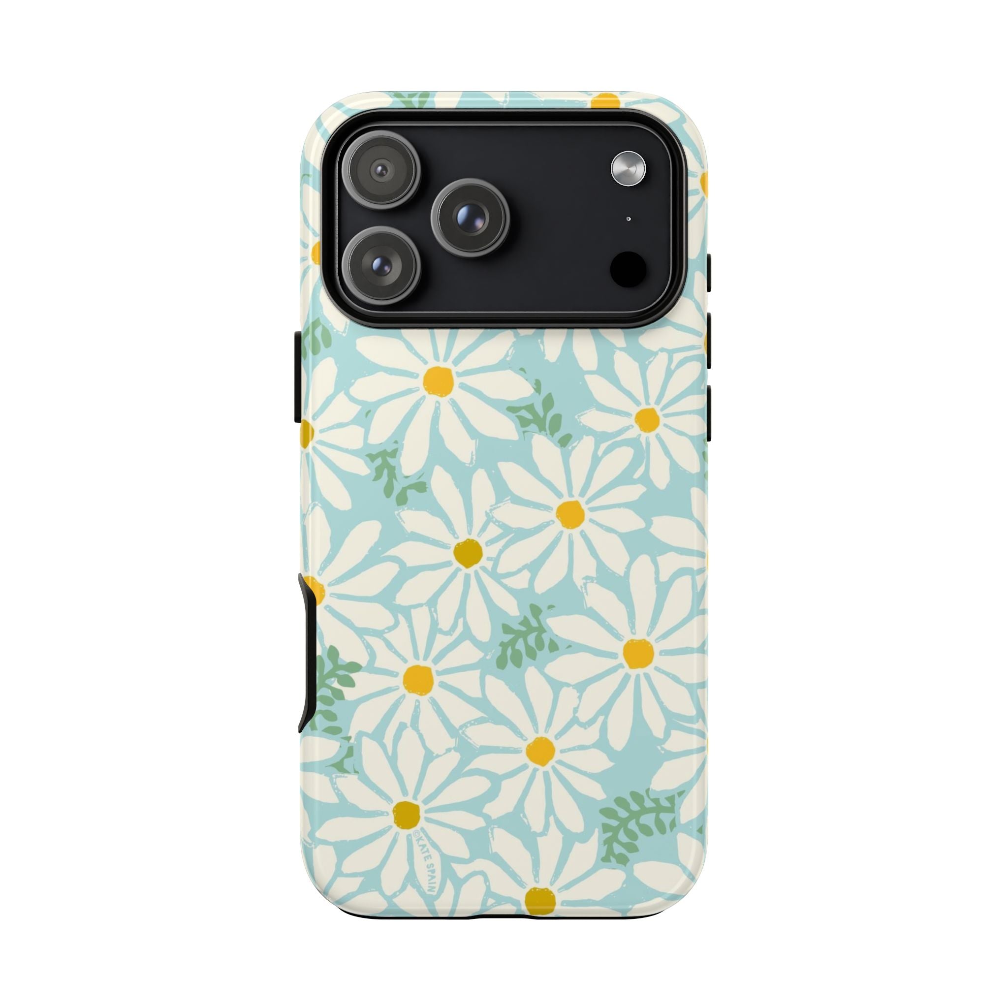 Daisies Tough iPhone 17 Pro Max Case – Glossy | mint, white, yellow botanical daisy floral print