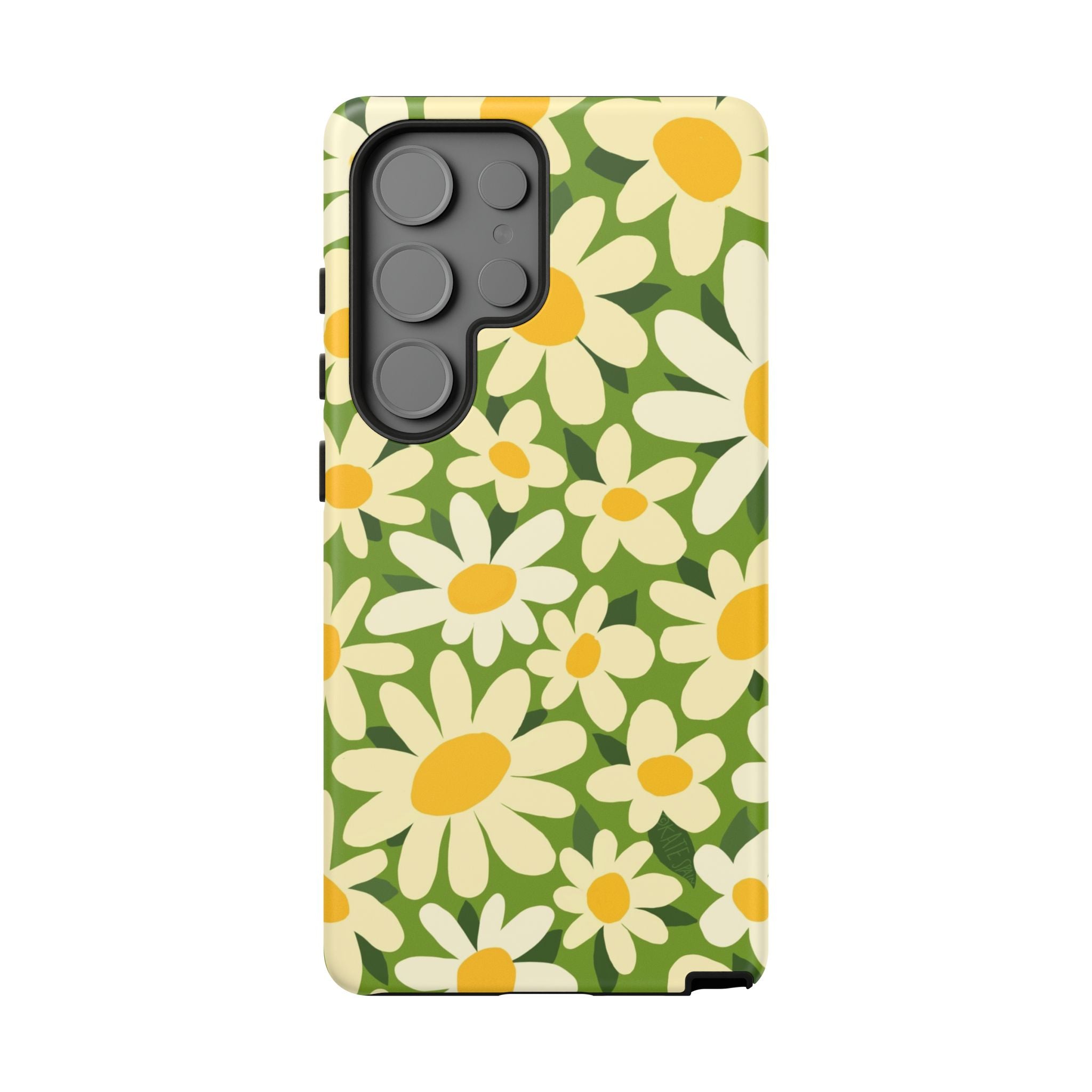 Luxury Shasta Samsung Galaxy S25 Ultra Case – Matte | green, white, yellow daisy floral print
