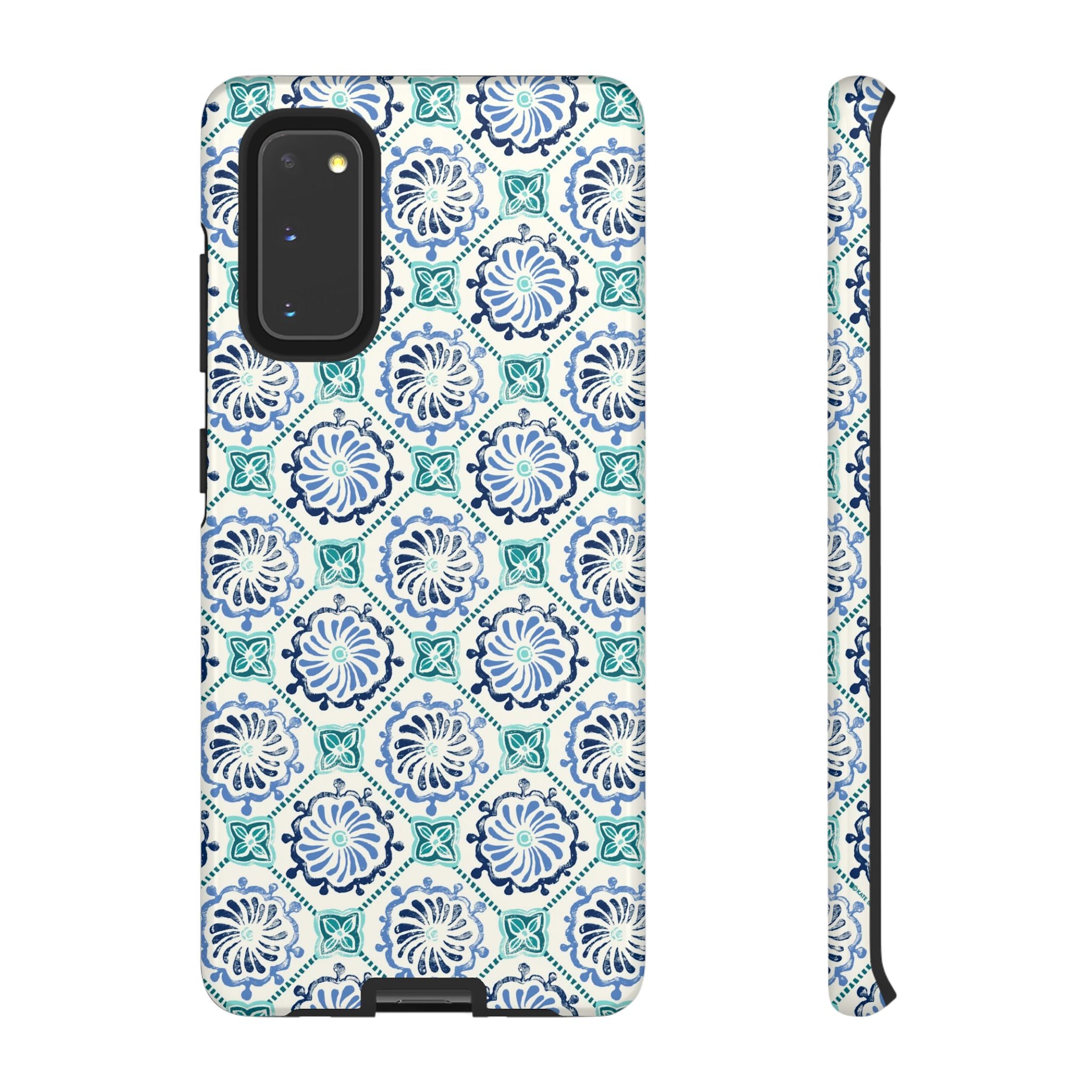 Horizon Blue Tile Samsung Galaxy S20 Case – Glossy | blue, turquoise, cream white dual-layer protection