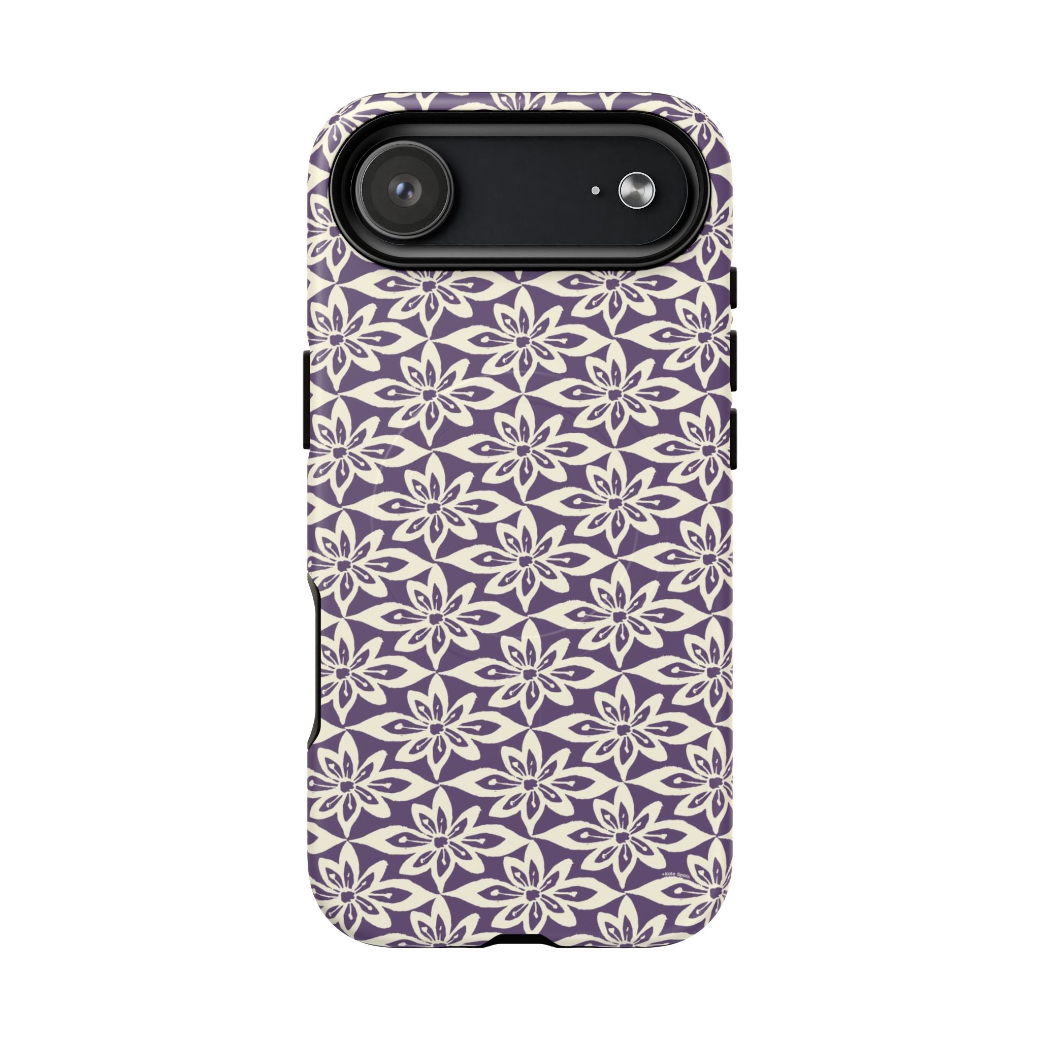 Lily Plum MagSafe iPhone 17 Air Case – Matte | graphic white lily print on rich violet — botanical MagSafe case by Kate Spain