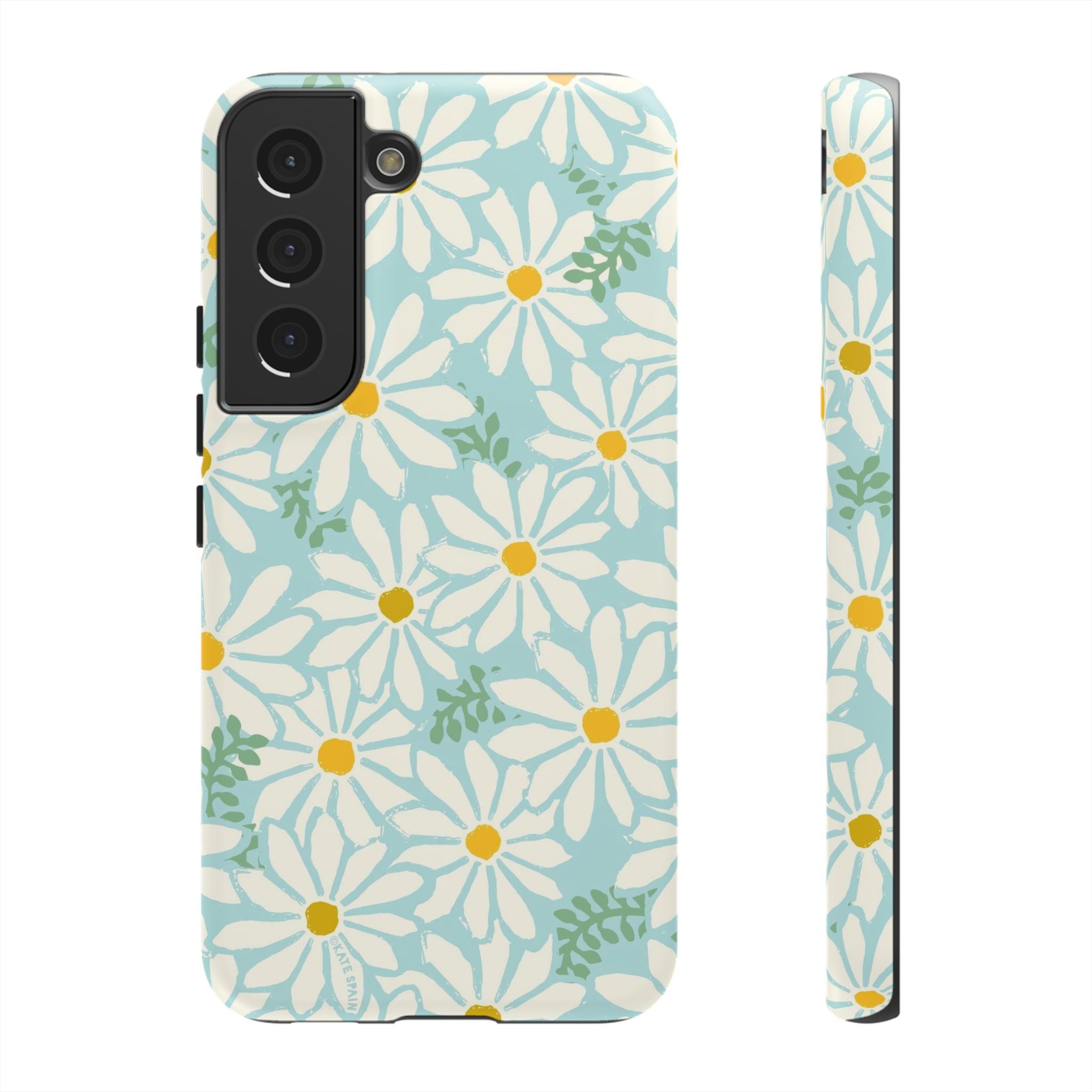 Luxury Daisies Samsung Galaxy S22 Case – Matte | white, yellow, aqua daisy floral print