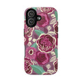 Luxury Tea Rose Burgundy MagSafe iPhone 17 Case – Glossy | burgundy, magenta, plum botanical rose floral print