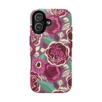 Luxury Tea Rose Burgundy MagSafe iPhone 17 Case – Glossy | burgundy, magenta, plum botanical rose floral print