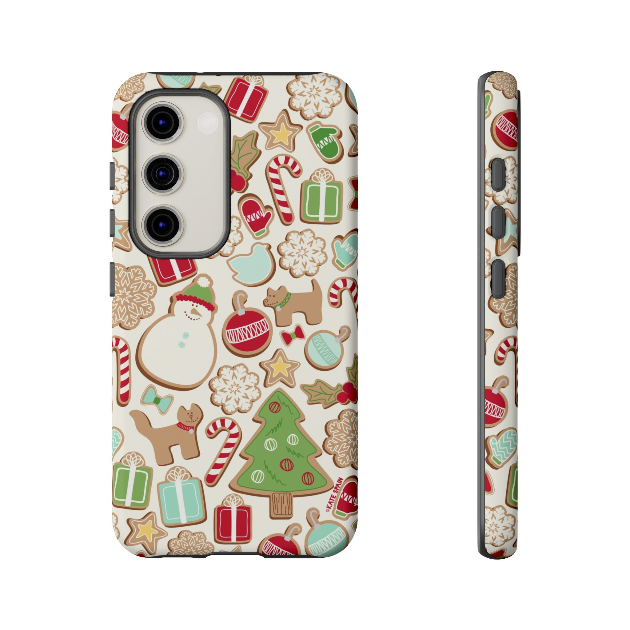 Gingerbread Cookies Samsung Galaxy S23 Case – Matte | cream, red, green gingerbread holiday cookie print
