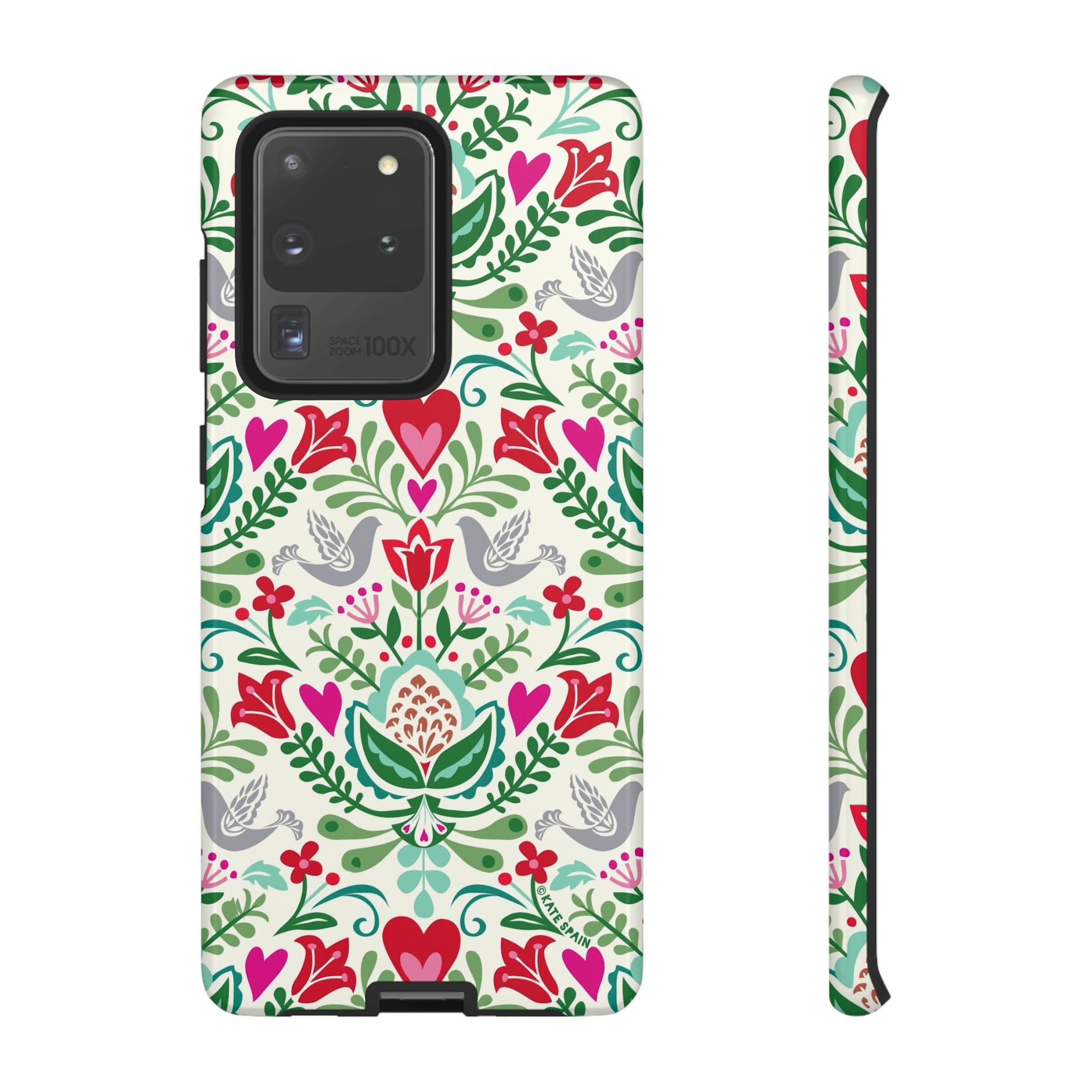 Rosemaling Samsung Galaxy S20 Ultra Case – Glossy | white, red, green rosemaling floral print