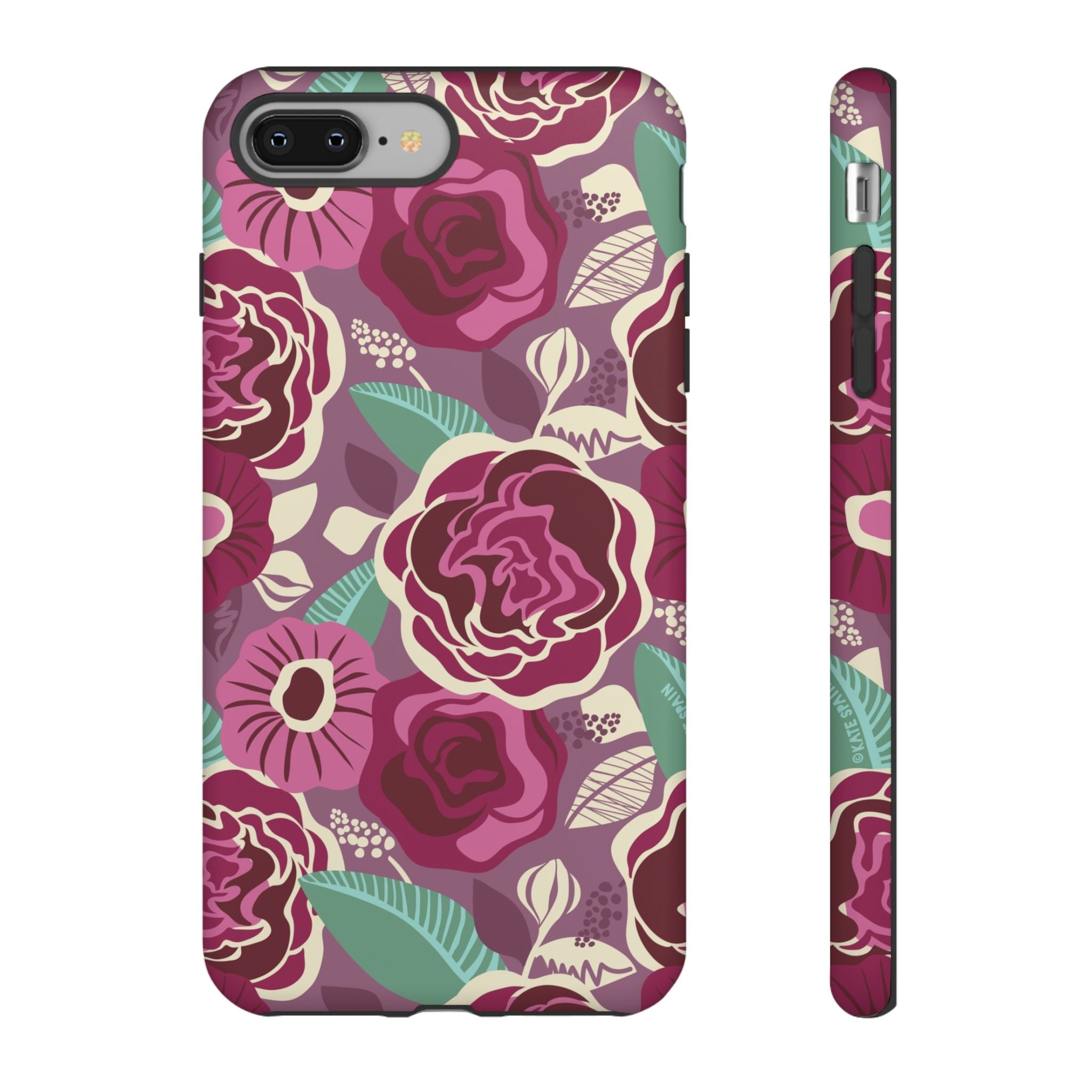 Tea Rose Burgundy Tough iPhone 8 Plus Case – Matte | burgundy, magenta, plum botanical rose floral print