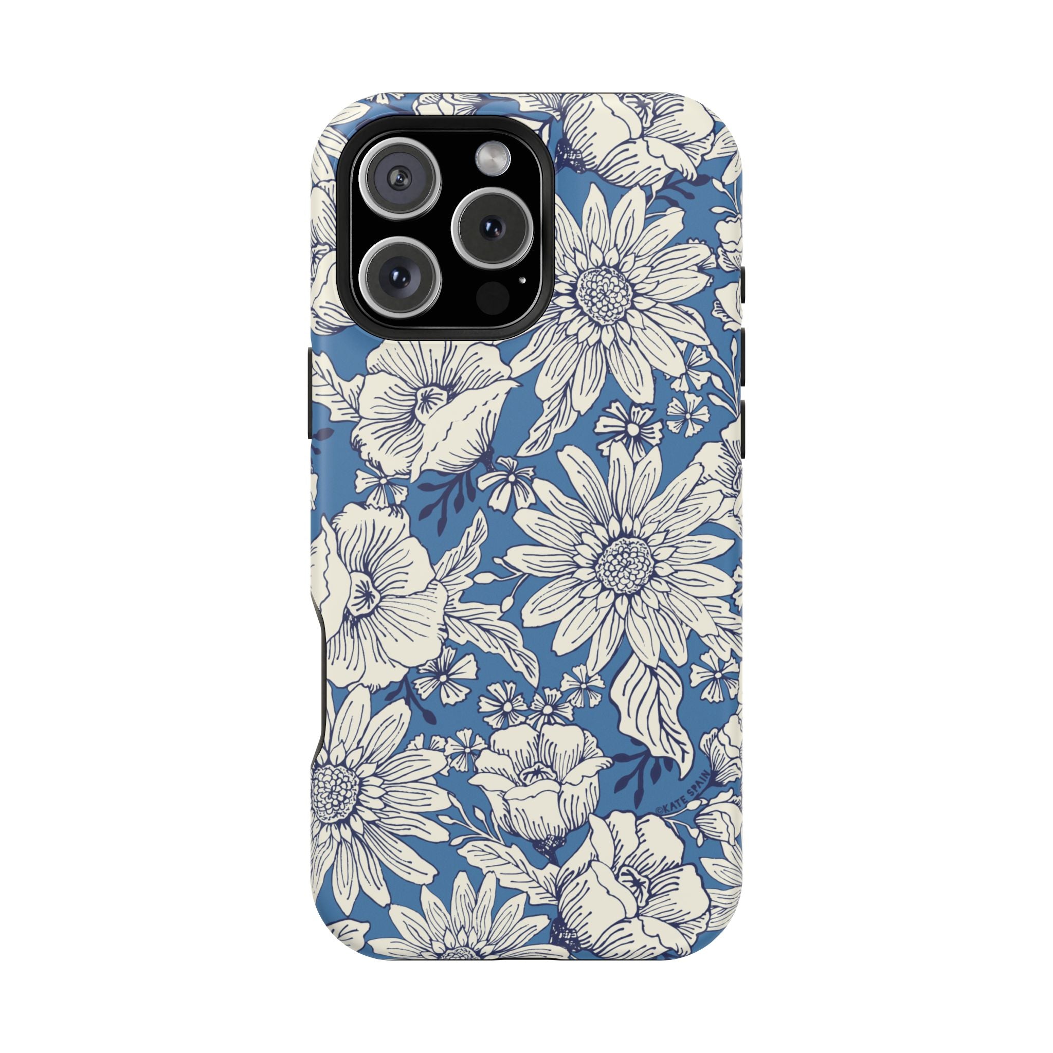 Jardin Luxury MagSafe iPhone 16 Pro Max Case – Matte | navy and cream botanical floral print