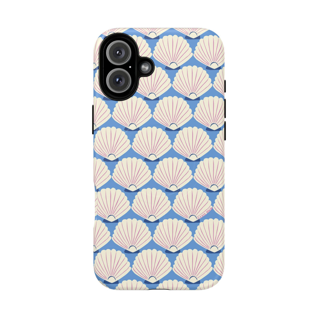 Seashells MagSafe iPhone 16 Plus Case – Matte | periwinkle, cream, blush scallop shell print
