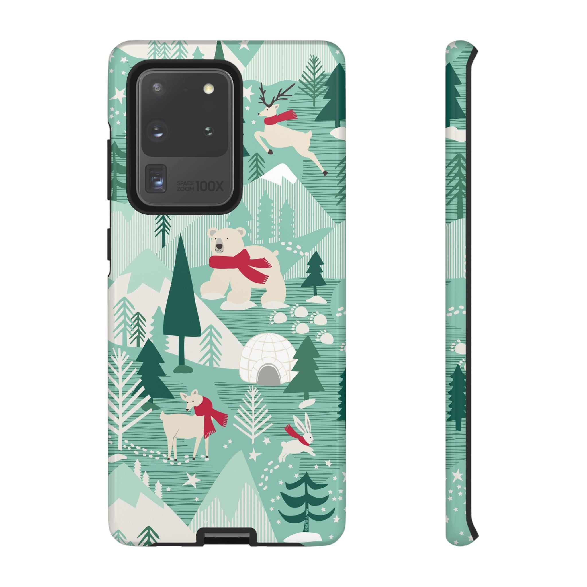 Arctica Winter Samsung Galaxy S20 Ultra Case – Glossy | aqua, evergreen, white, animal frolic winter wonderland print