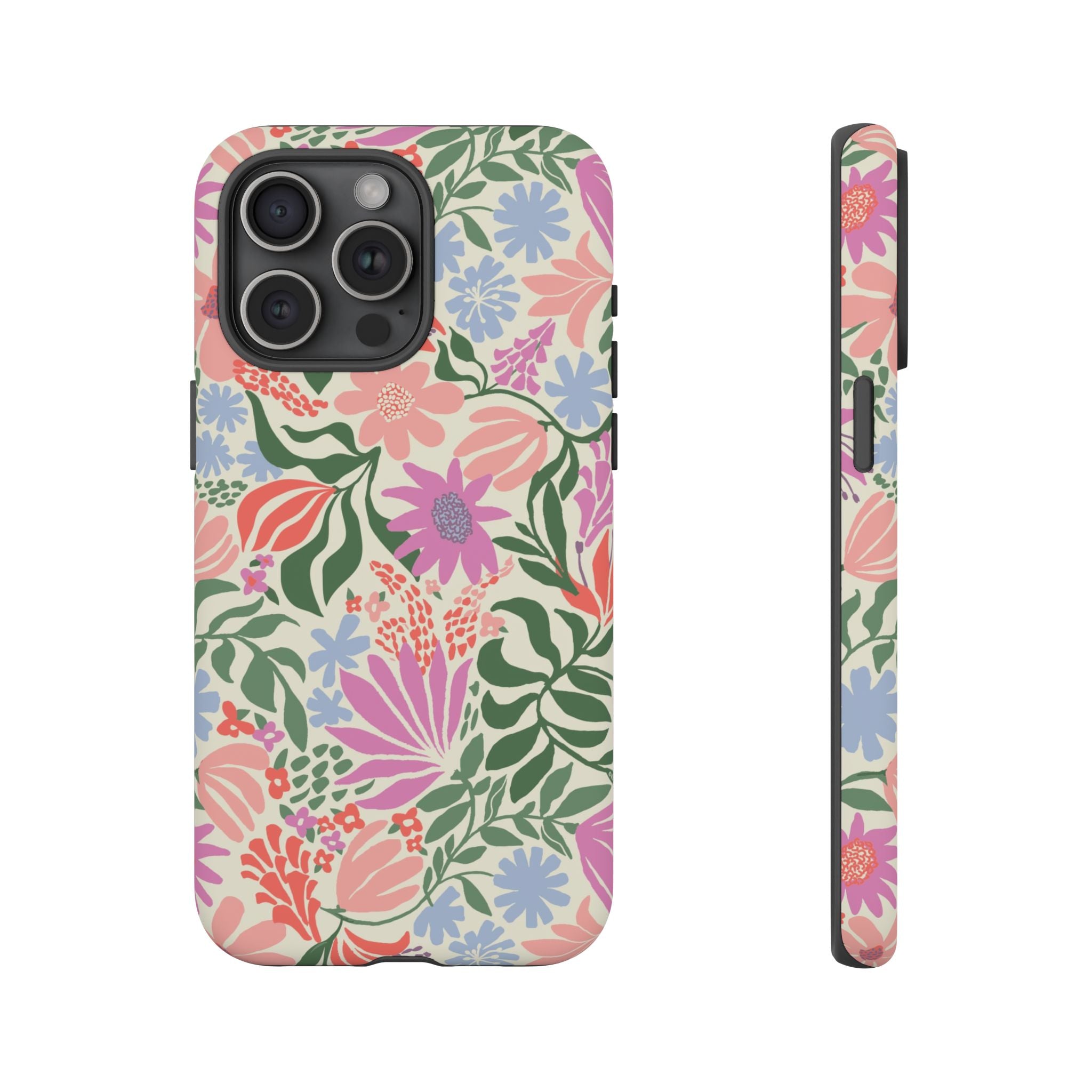 Botanica Pastel Tough iPhone 15 Pro Max Case – Matte | blush, lavender, sage pastel botanical wildflower print