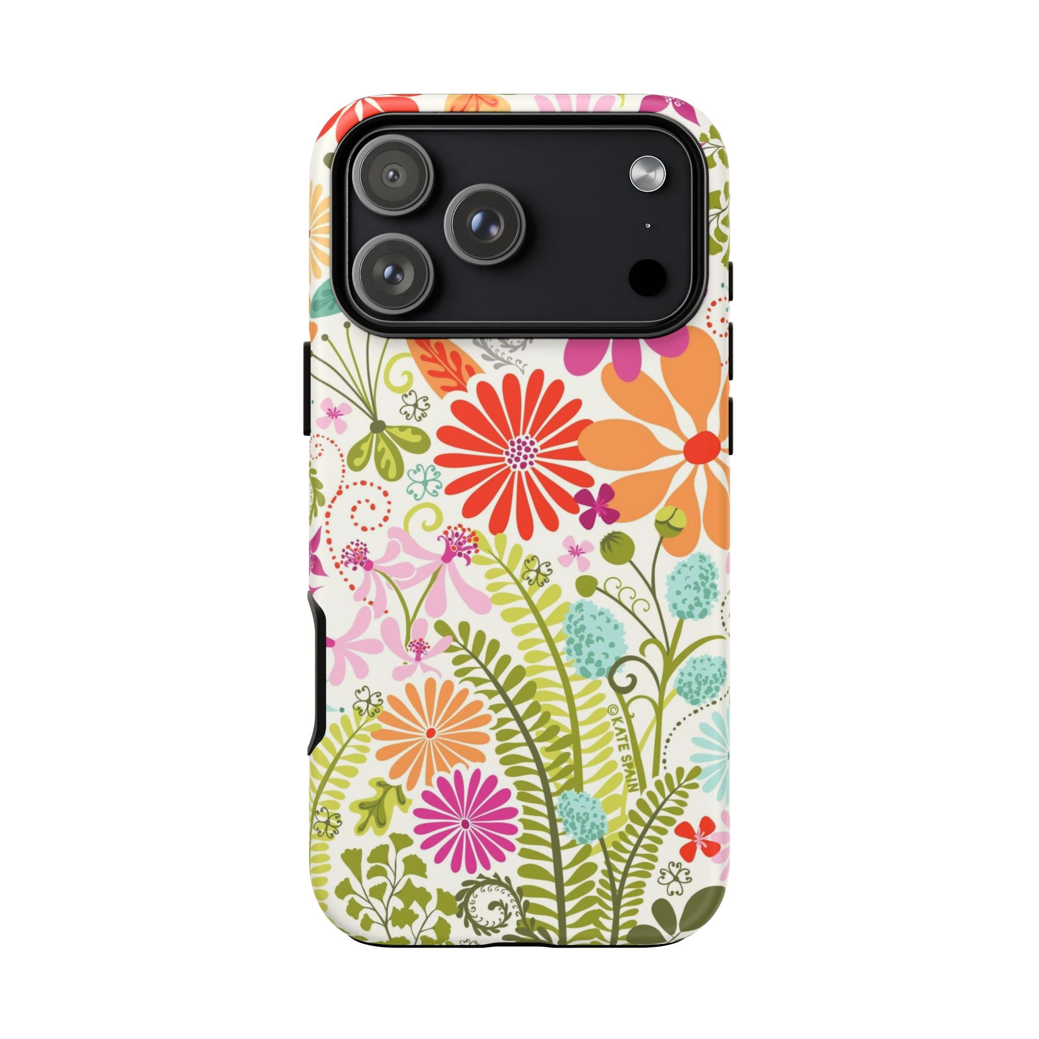 Luxury Terrain Tough iPhone 17 Pro Max Case – Matte | white, magenta, coral botanical woodland floral print