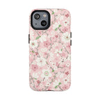 Pink Cherry Blossom MagSafe iPhone 14 Case – Matte | light pink, white, cherry blossom floral print