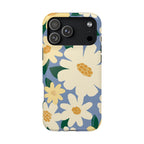 Chamomile MagSafe iPhone 17 Pro Max Case – Glossy | periwinkle, cream, yellow botanical daisy floral print MagSafe compatible, dual-layer protection