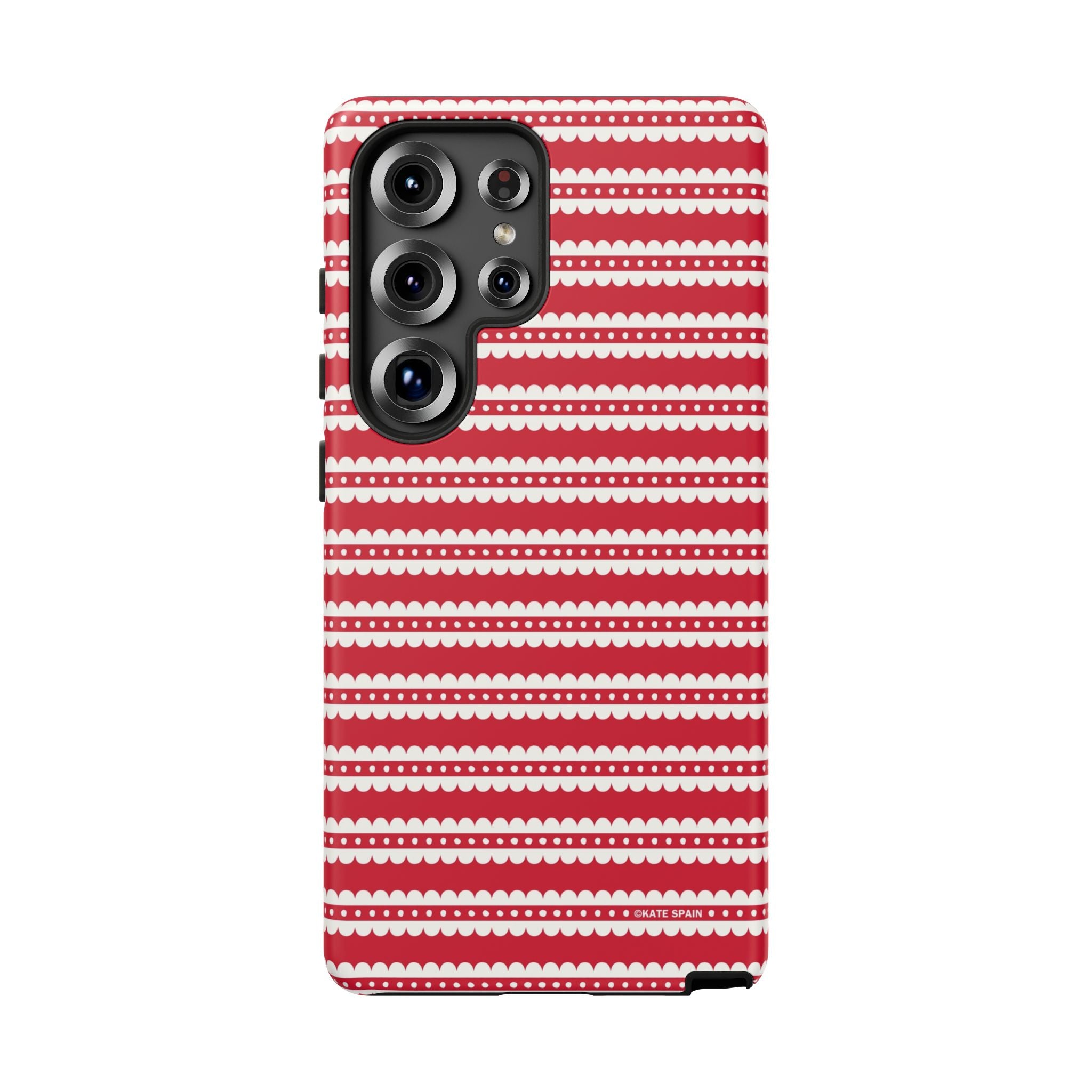 Candy Cane Stripe Samsung Galaxy S25 Ultra Case – Matte | red, cream scalloped candy cane stripe print