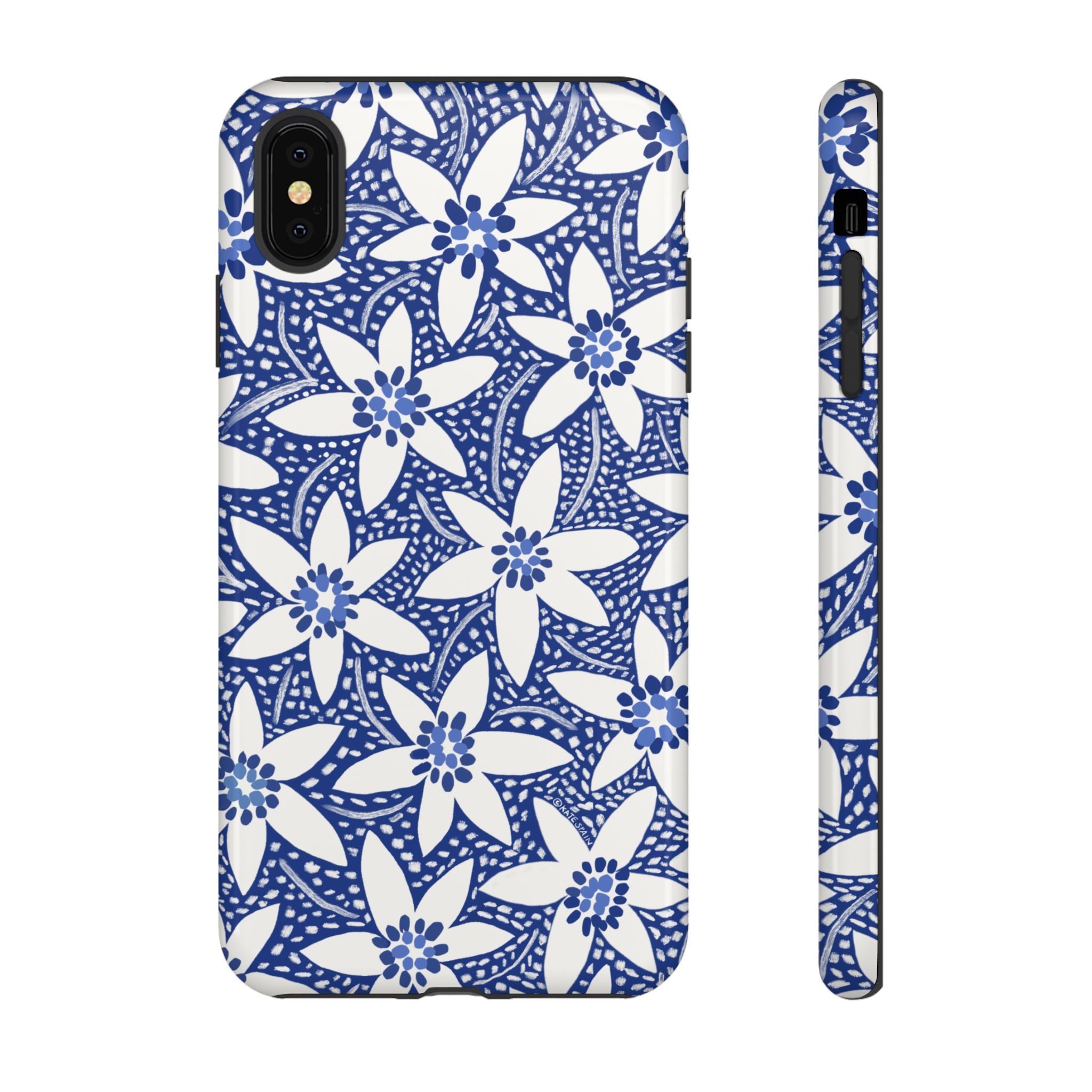 Starflower iPhone XS MAX Case – Glossy | navy, white geometric starflower print