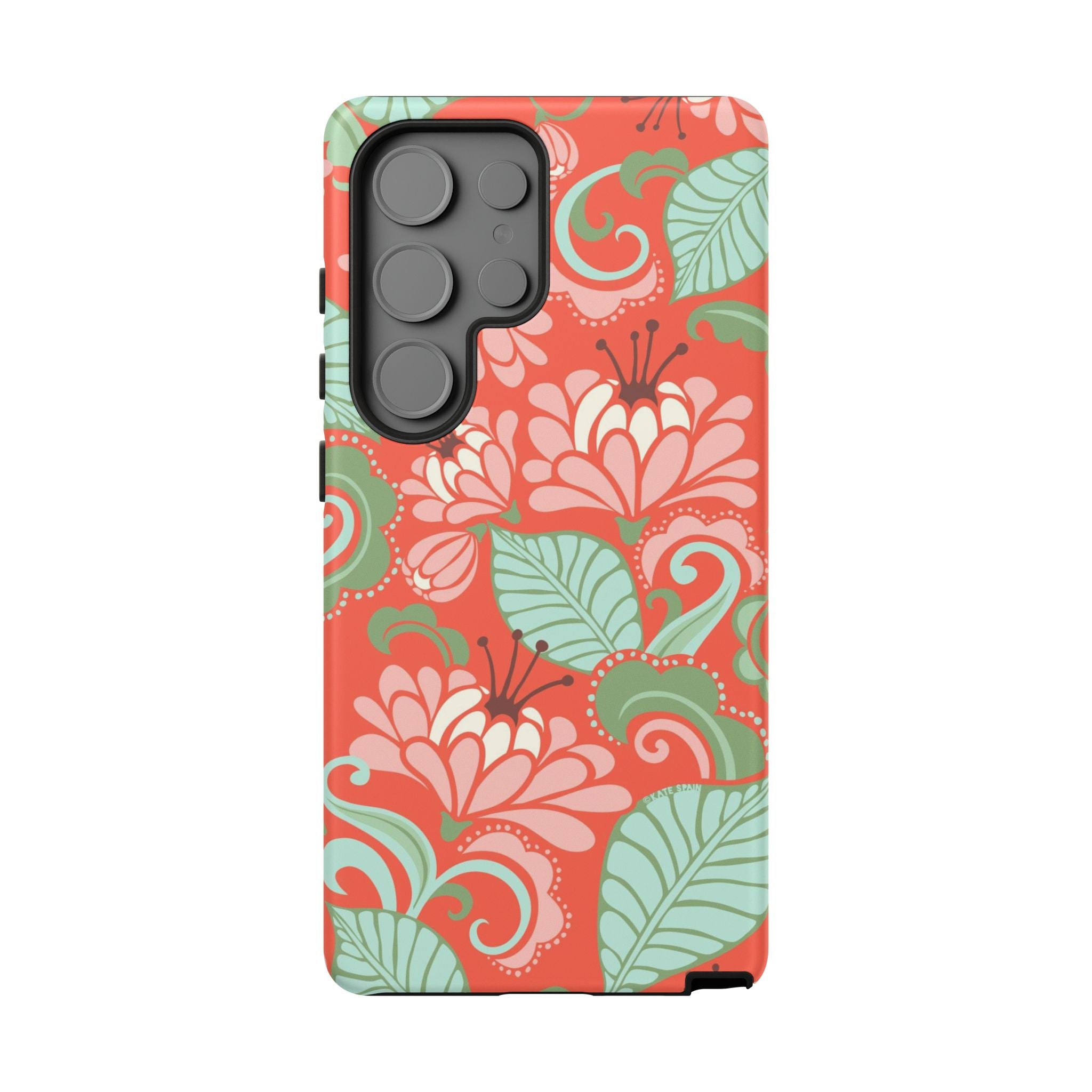 Designer Sarabande Samsung Galaxy S25 Ultra Case – Matte | coral, blush, mint tropical floral print