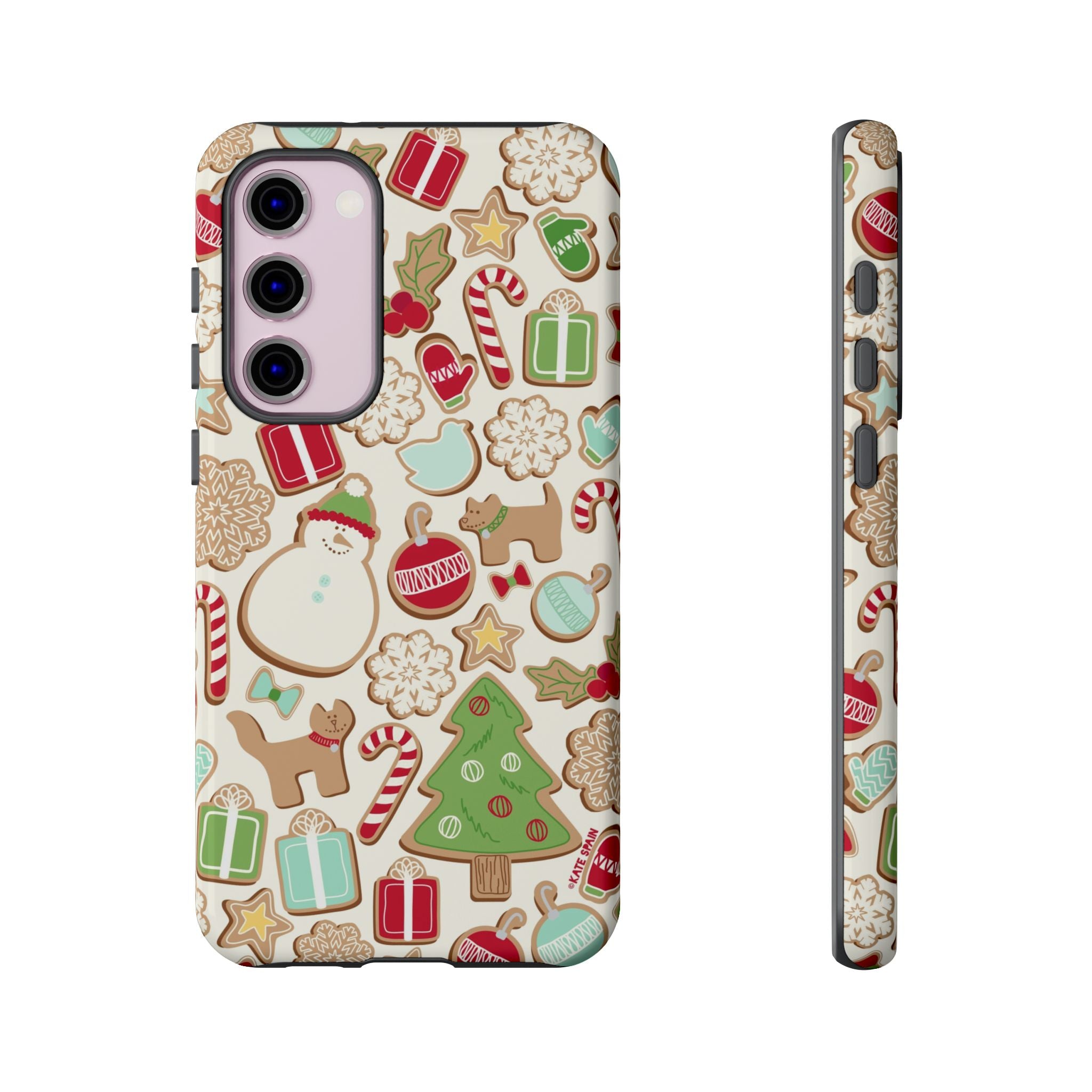 Gingerbread Cookies Samsung Galaxy S23 Plus Case – Glossy | cream, red, green gingerbread holiday cookie print