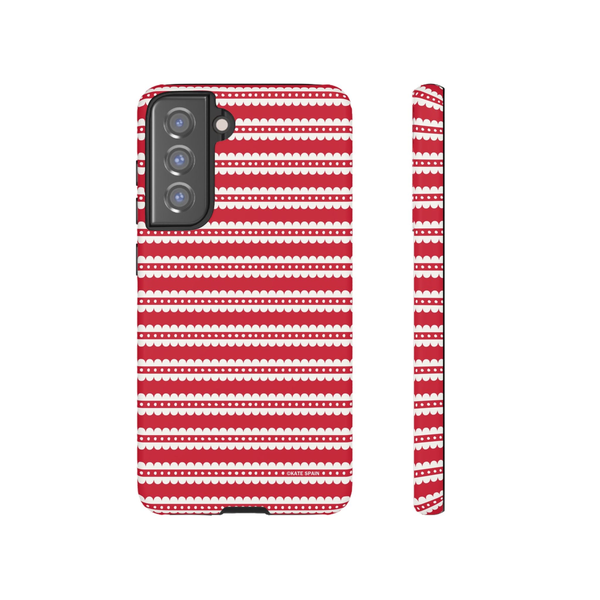 Candy Cane Stripe Samsung Galaxy S21 FE Case – Matte | red, cream scalloped candy cane stripe print