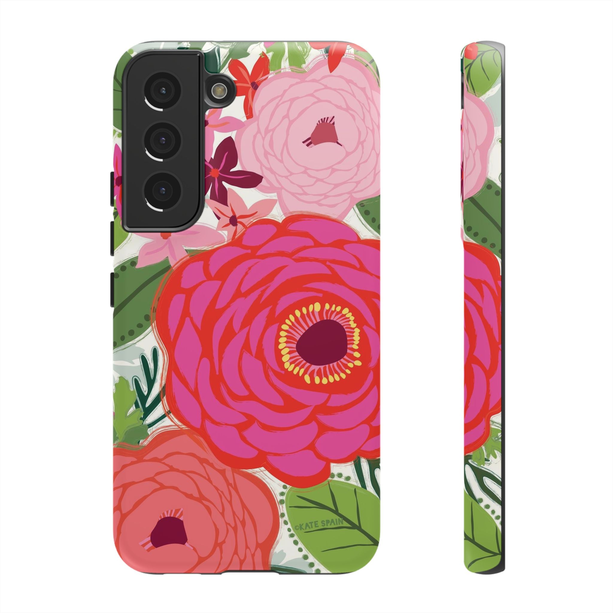 Bloomerie Samsung Tough Phone Case Samsung Galaxy S22 Case – Matte | cream, magenta, coral botanical peony floral print