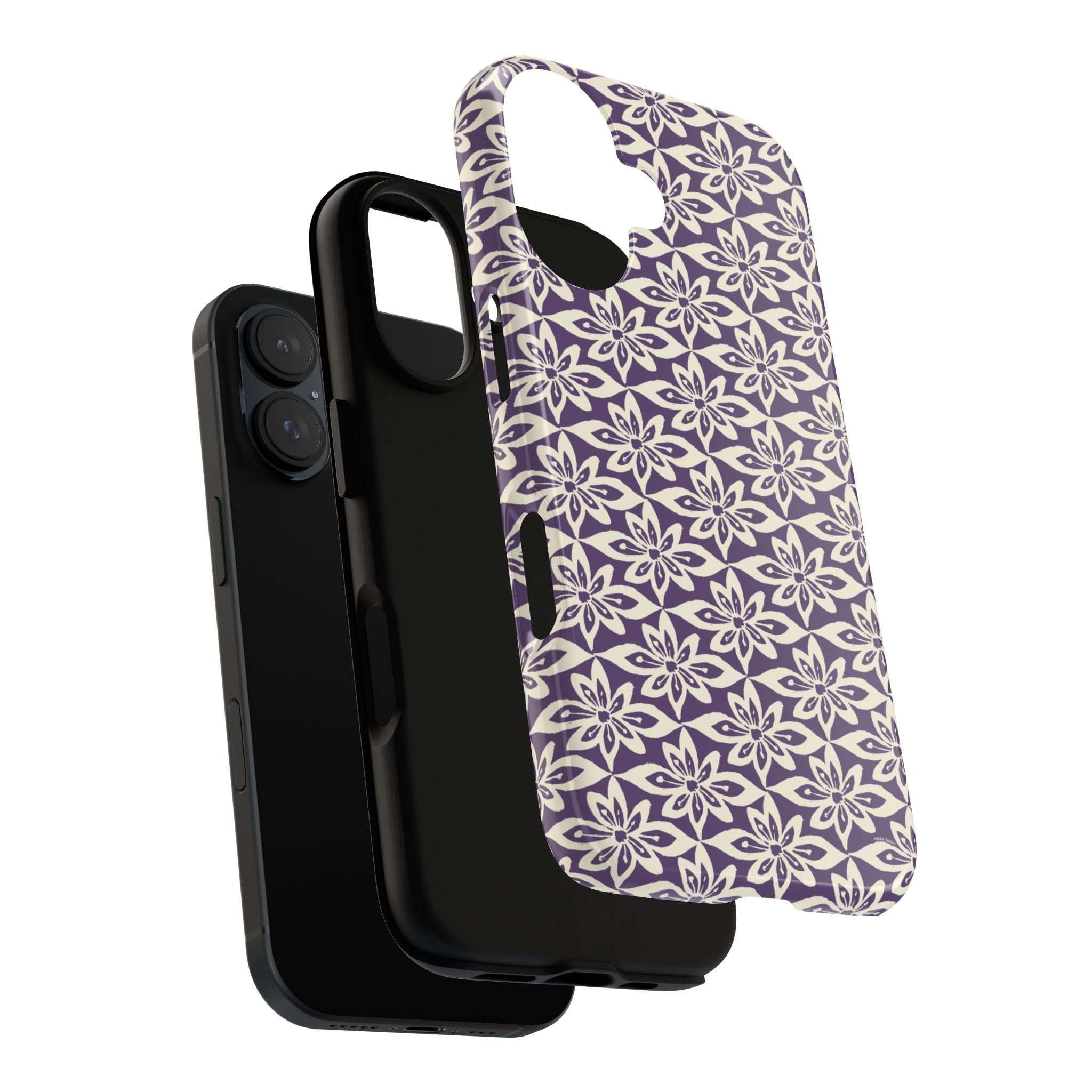 Lily Plum iPhone 17 Case – Glossy | dual-layer construction detail — tough botanical phone case by Kate Spain