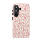 Lily Pastel Pink Samsung Galaxy S26 Glossy case — graphic white lily print on dreamy pastel pink — botanical phone case by Kate Spain