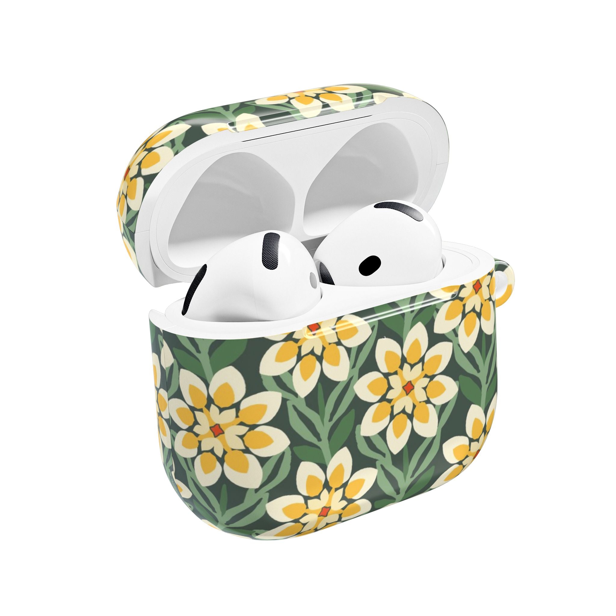 Modern Dahlia Green + Yellow AirPods Case