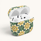 Modern Dahlia Green + Yellow AirPods Case
