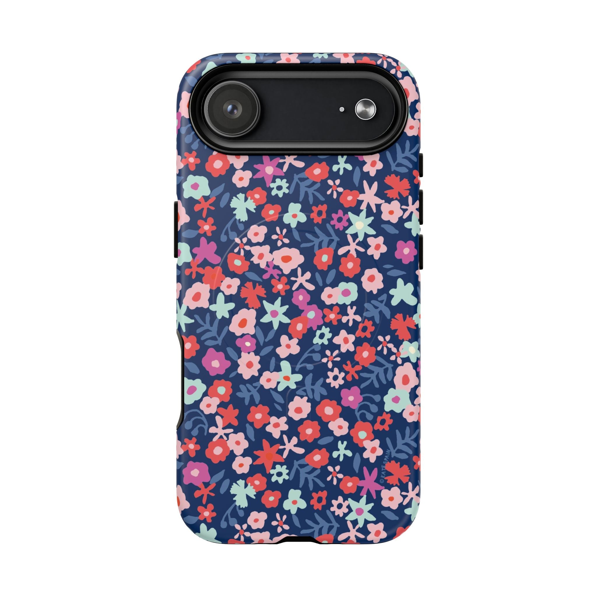 Primrose MagSafe iPhone 17 Air Case – Matte | navy, pink, white ditsy floral print
