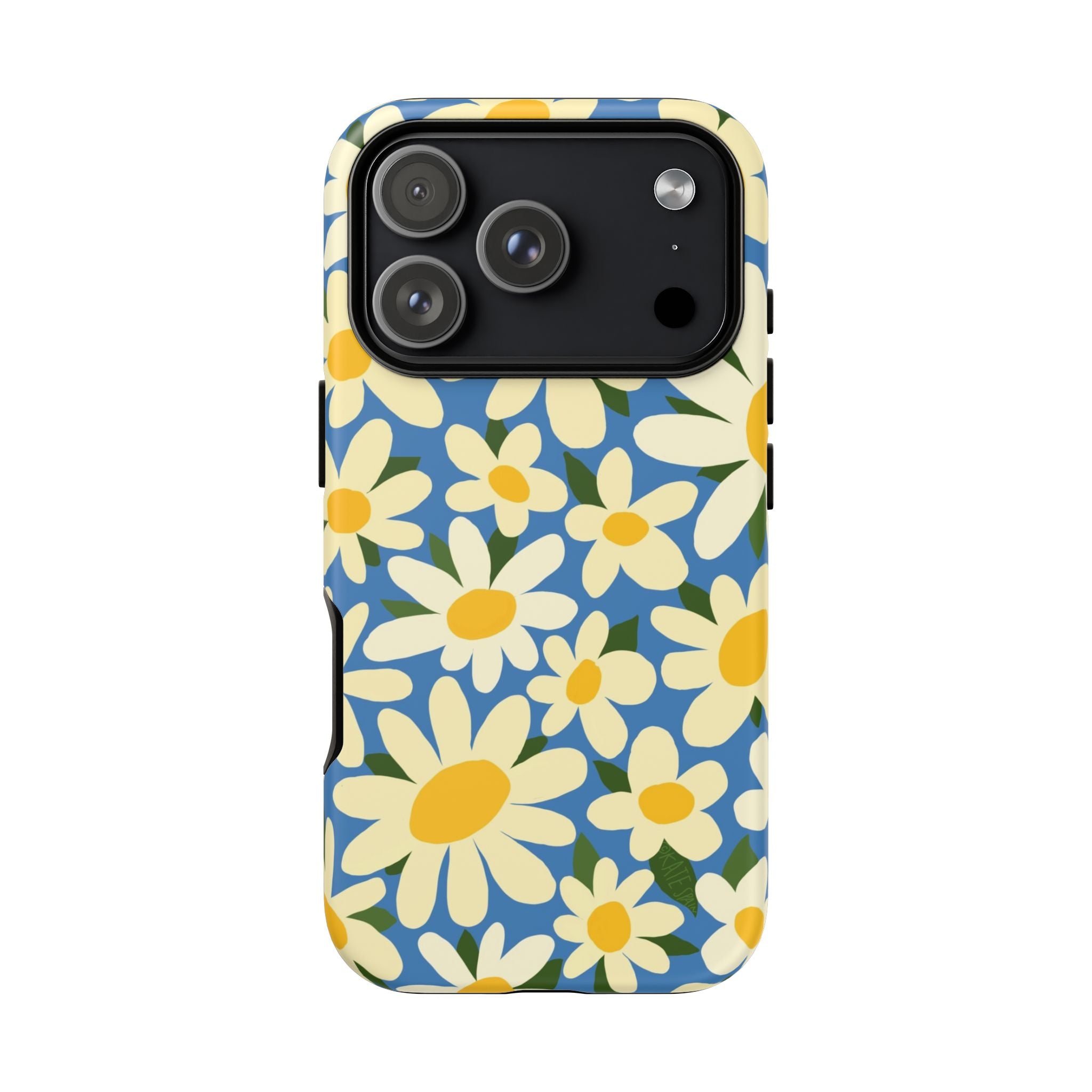 Shasta Daisy Tough iPhone 17 Pro Case – Matte | blue, cream, yellow daisy floral print