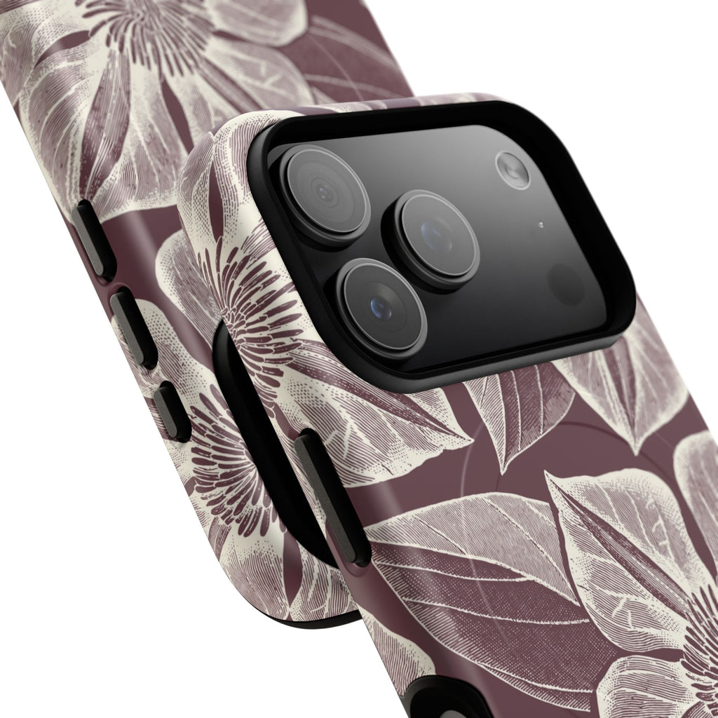 Vintage Bloom Burgundy iPhone MagSafe Case