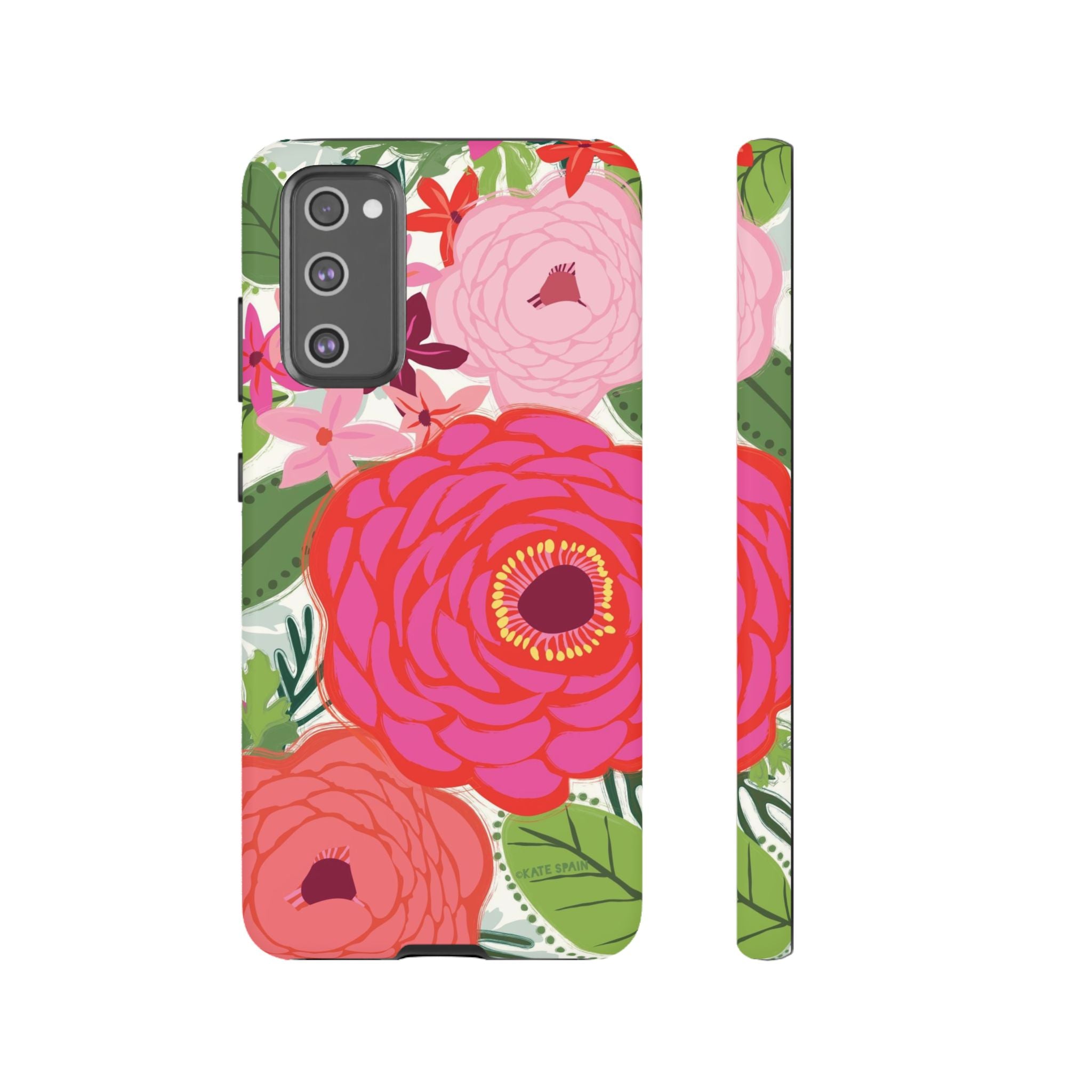 Bloomerie Samsung Tough Phone Case Samsung Galaxy S20 FE Case – Matte | cream, magenta, coral botanical peony floral print