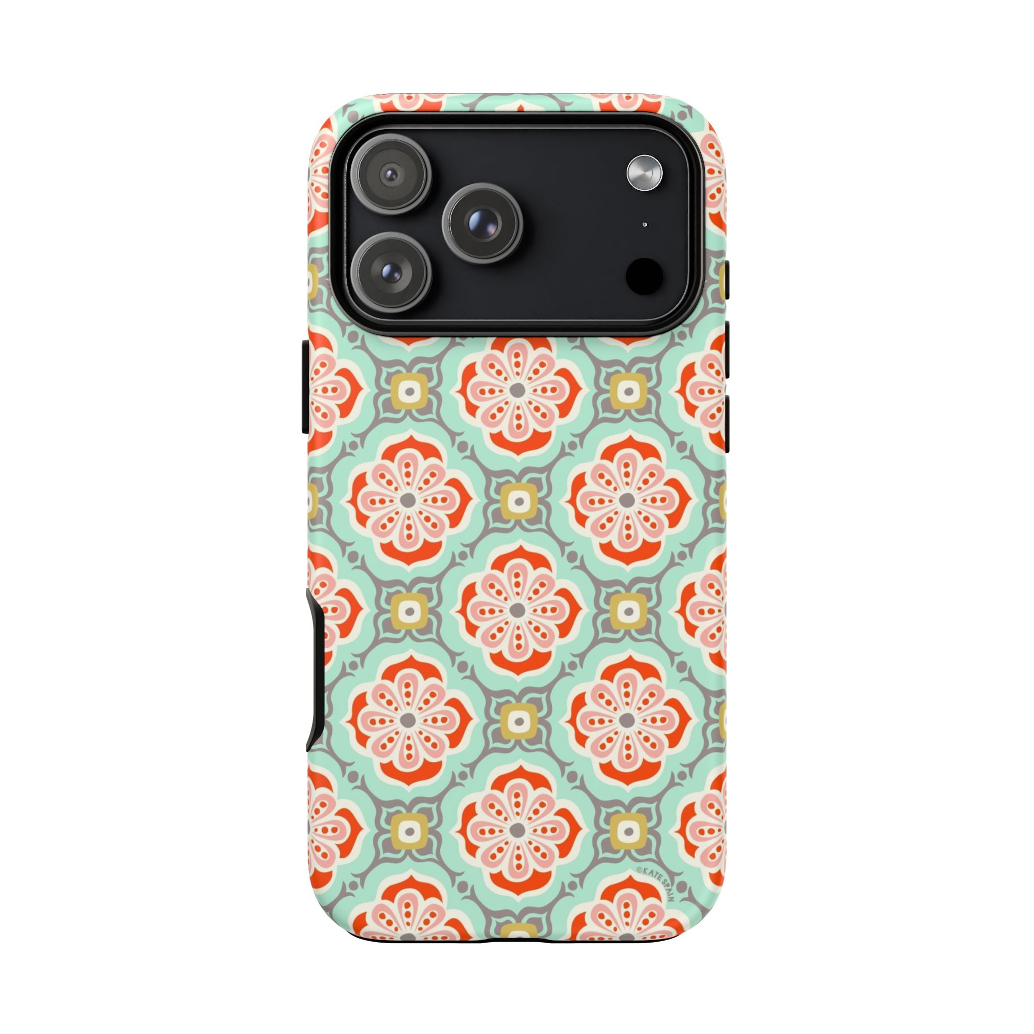 Alhambra Tough iPhone 17 Pro Max Case – Matte | aqua, coral, blush geometric medallion floral print