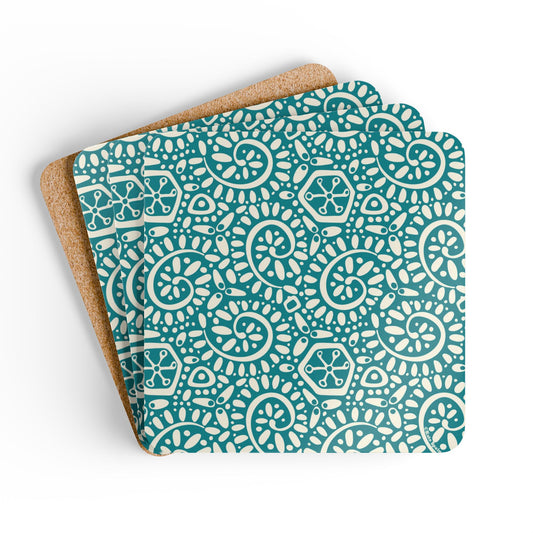 Canto Turquoise Cork Coaster Set
