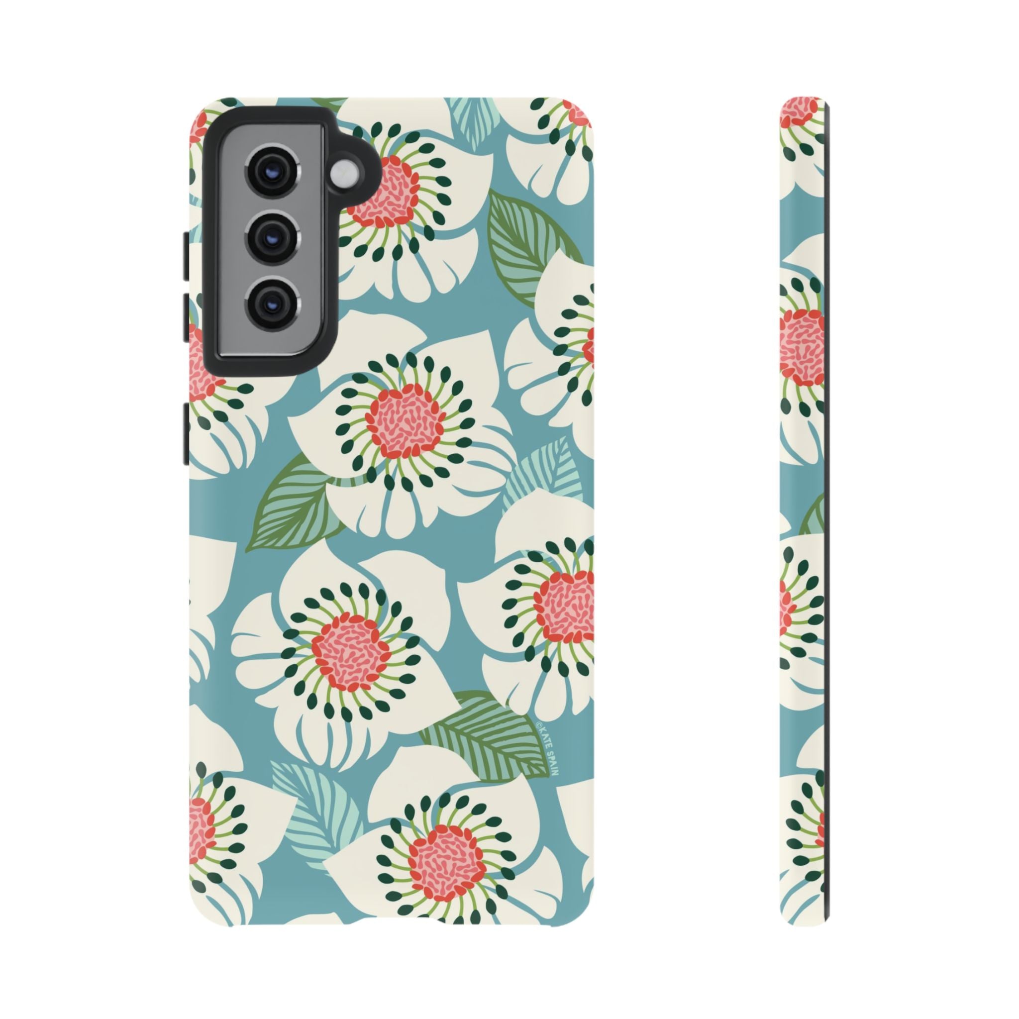 Artistic Panache Samsung Galaxy S21 Case – Matte | sky blue, pale cream, pink anemone floral print