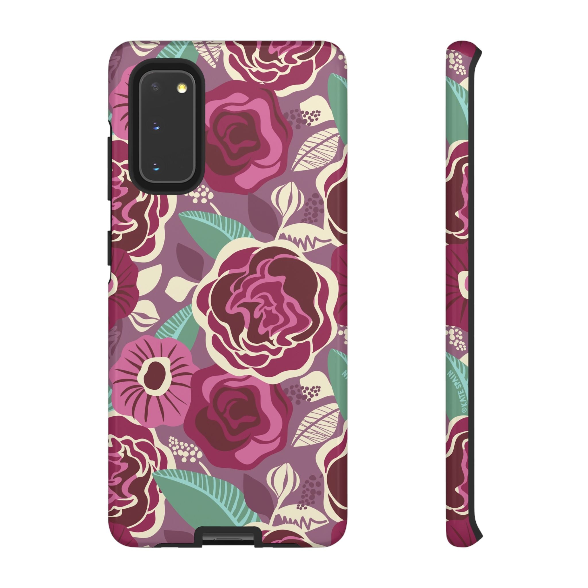 Luxury Tea Rose Burgundy Samsung Galaxy S20 Case – Glossy | burgundy, magenta, plum botanical rose floral print
